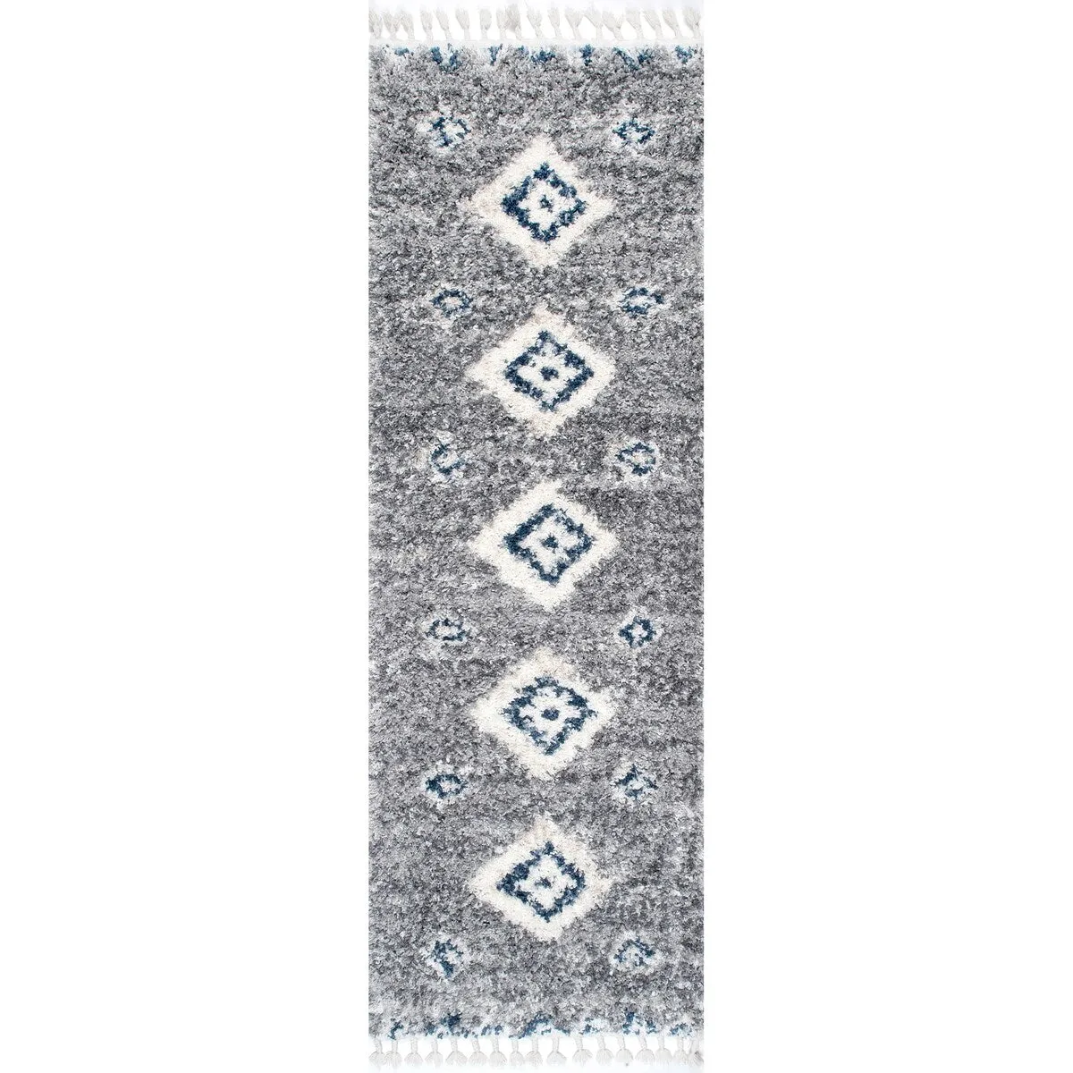 Nuloom Transitional Geometric Matia Totem Trellis Tassel Shag Area Rug