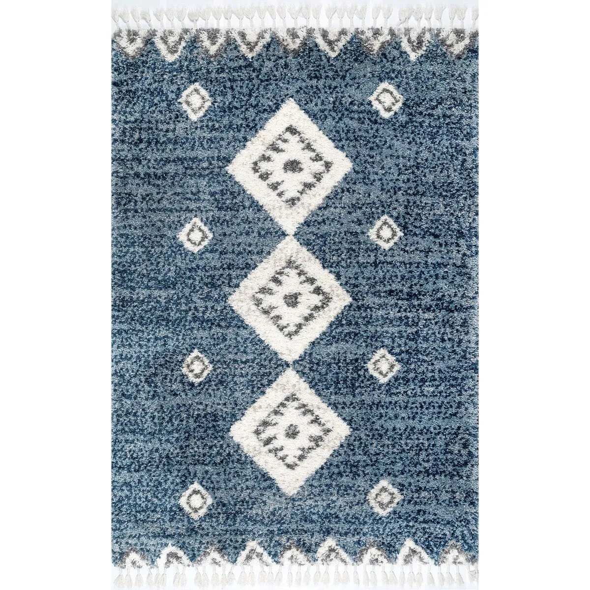 Nuloom Transitional Geometric Matia Totem Trellis Tassel Shag Area Rug