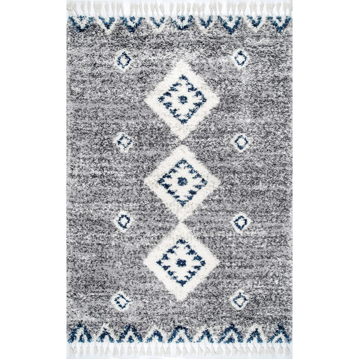 Nuloom Transitional Geometric Matia Totem Trellis Tassel Shag Area Rug