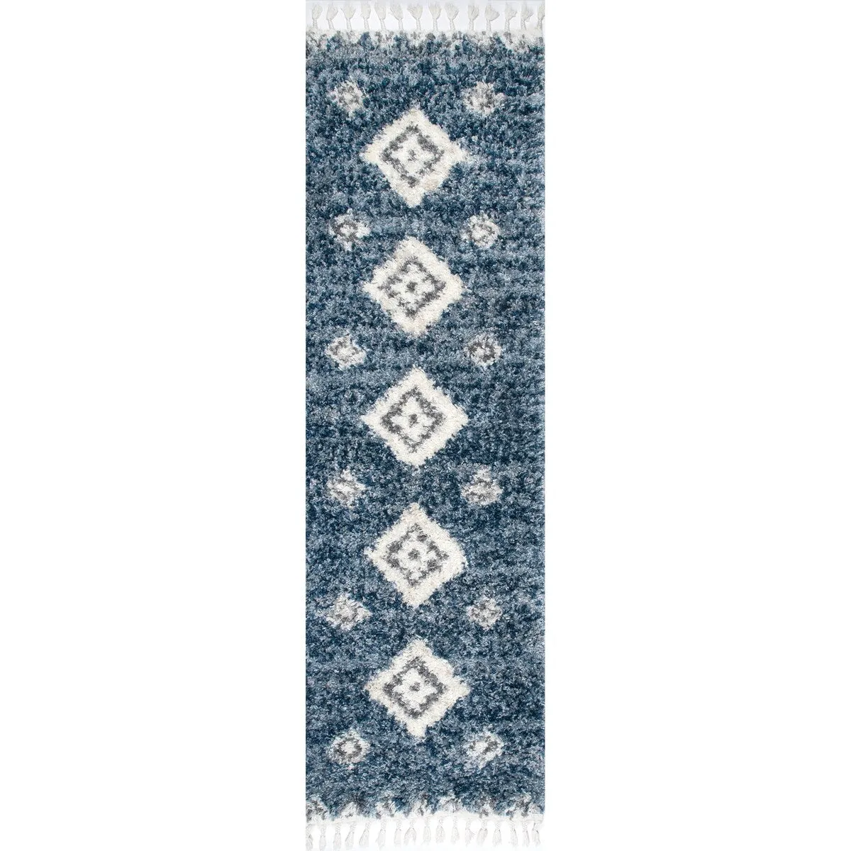 Nuloom Transitional Geometric Matia Totem Trellis Tassel Shag Area Rug