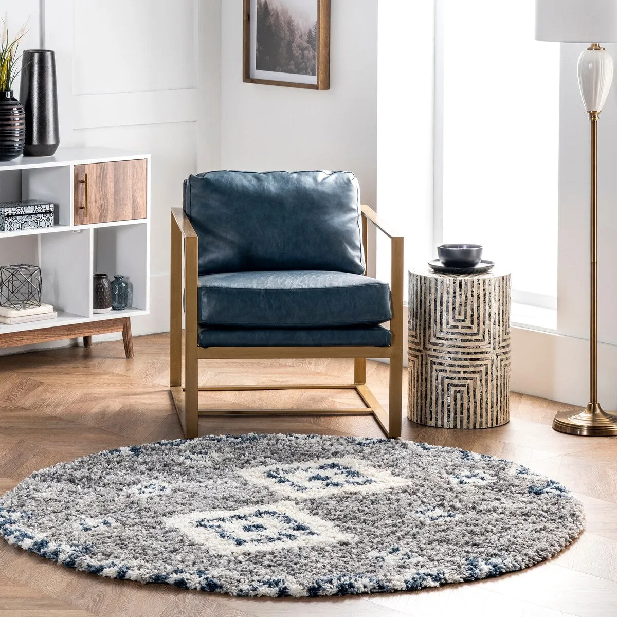Nuloom Transitional Geometric Matia Totem Trellis Tassel Shag Area Rug