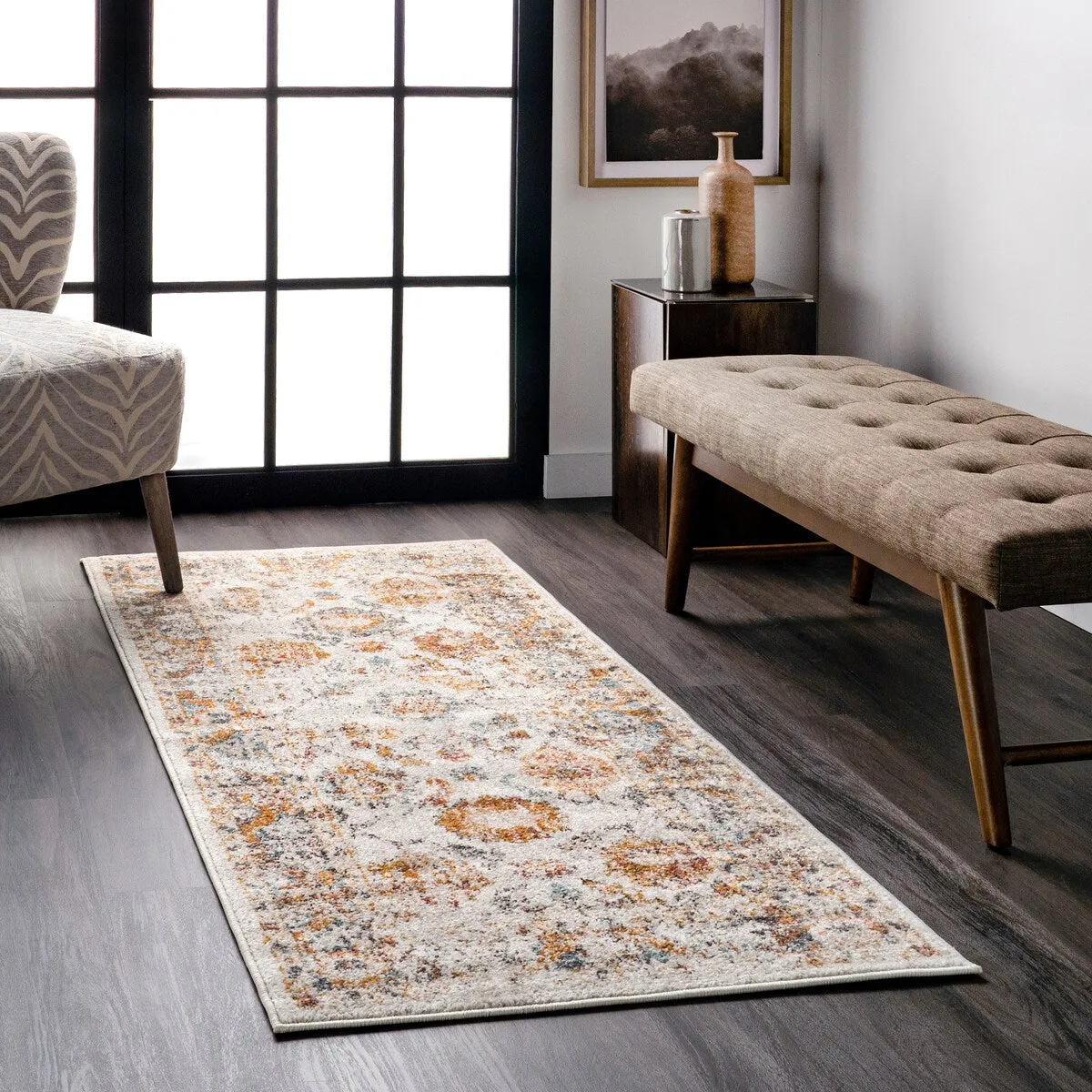 Nuloom Transitional Vintage Sasha Floral Ombre Border Area Rug