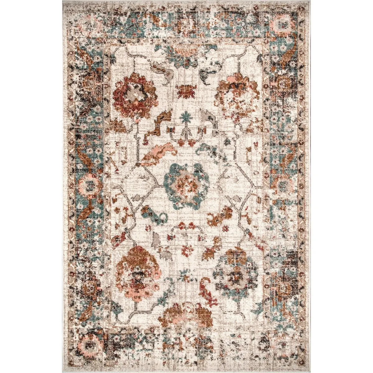 Nuloom Transitional Vintage Sasha Floral Ombre Border Area Rug