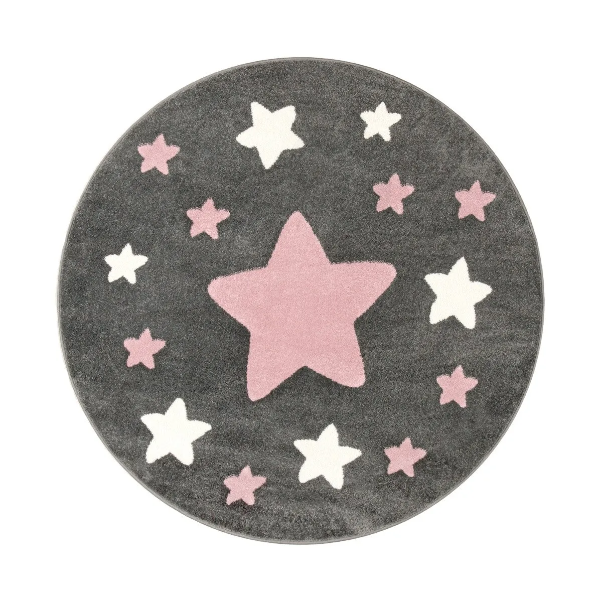 Nursery Rug with Stars for Kids Room Starry Sky in Grey and Cream