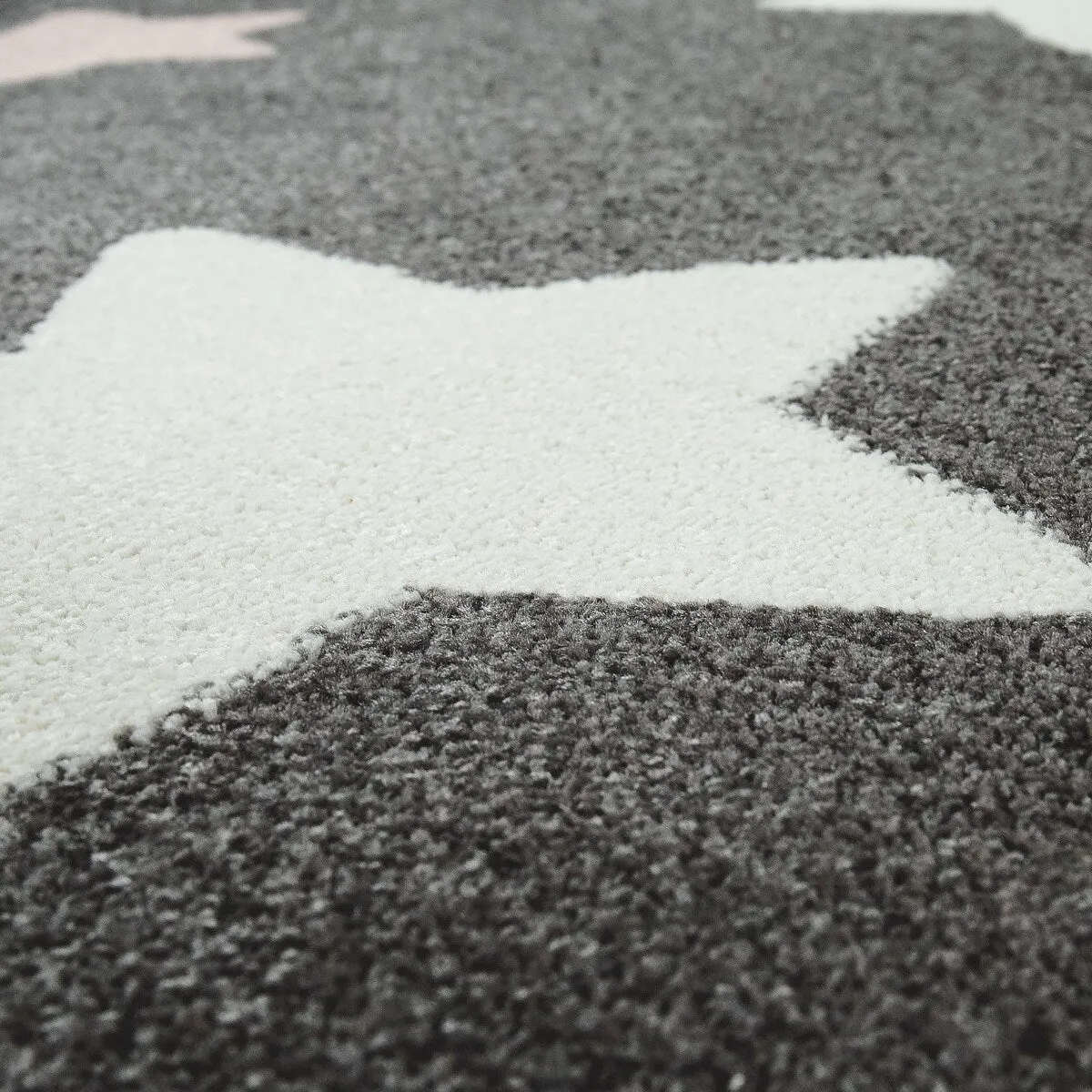 Nursery Rug with Stars for Kids Room Starry Sky in Grey and Cream