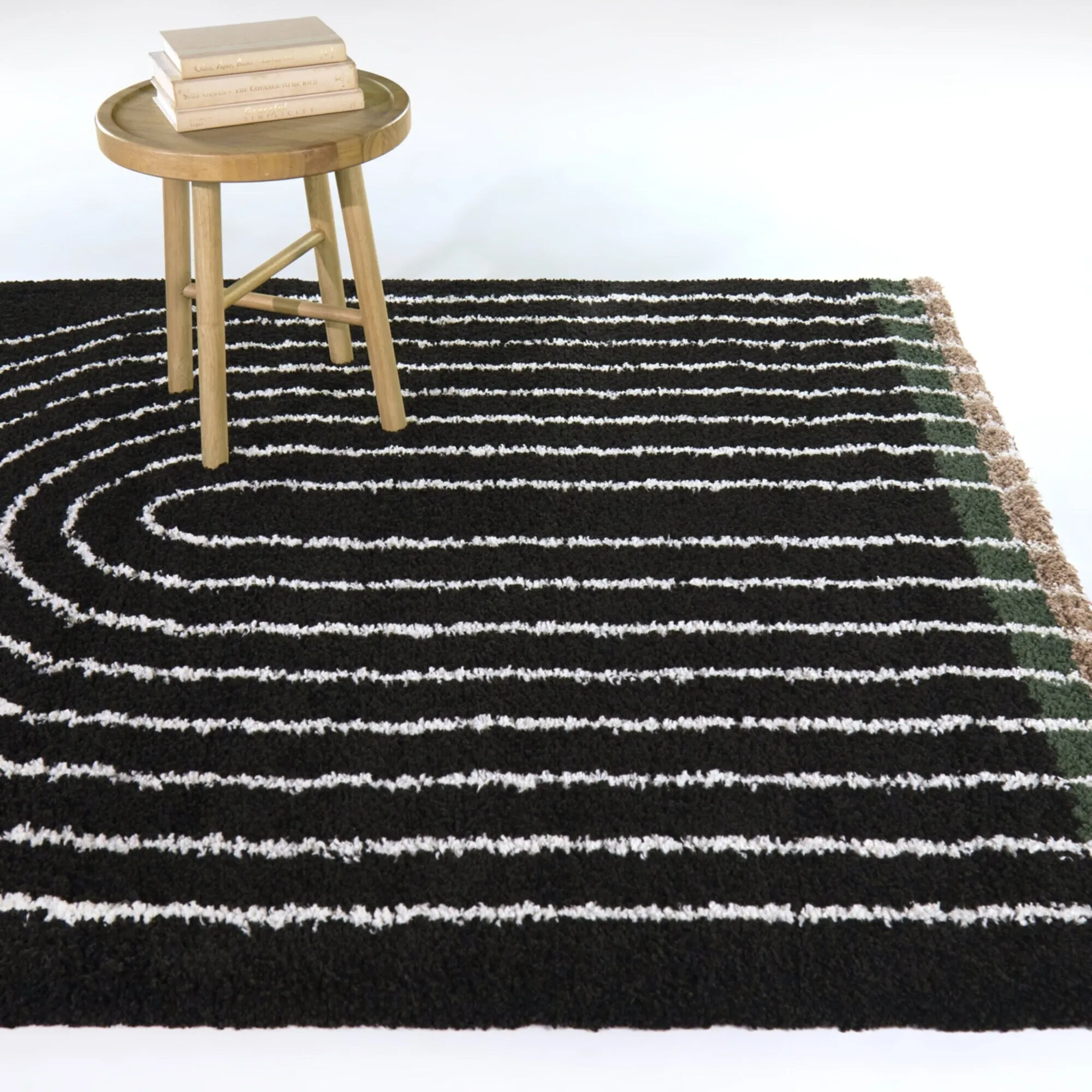 Oaklynn Contemporary Art Deco Rainbow Shag Area Rug
