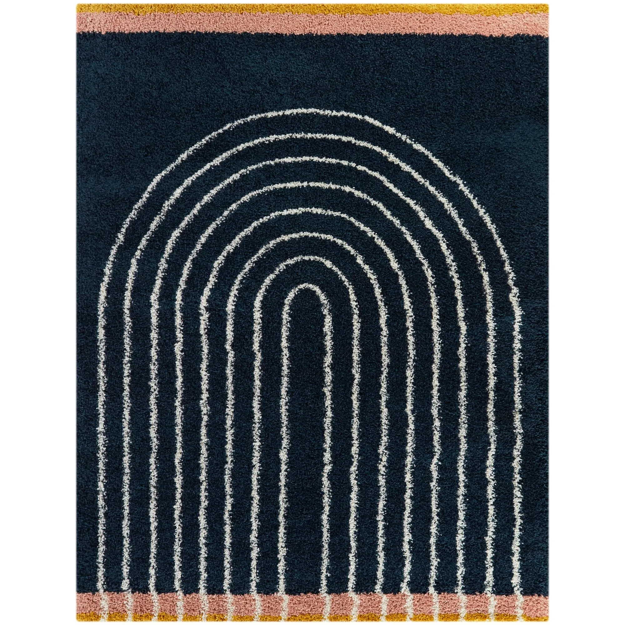 Oaklynn Contemporary Art Deco Rainbow Shag Area Rug