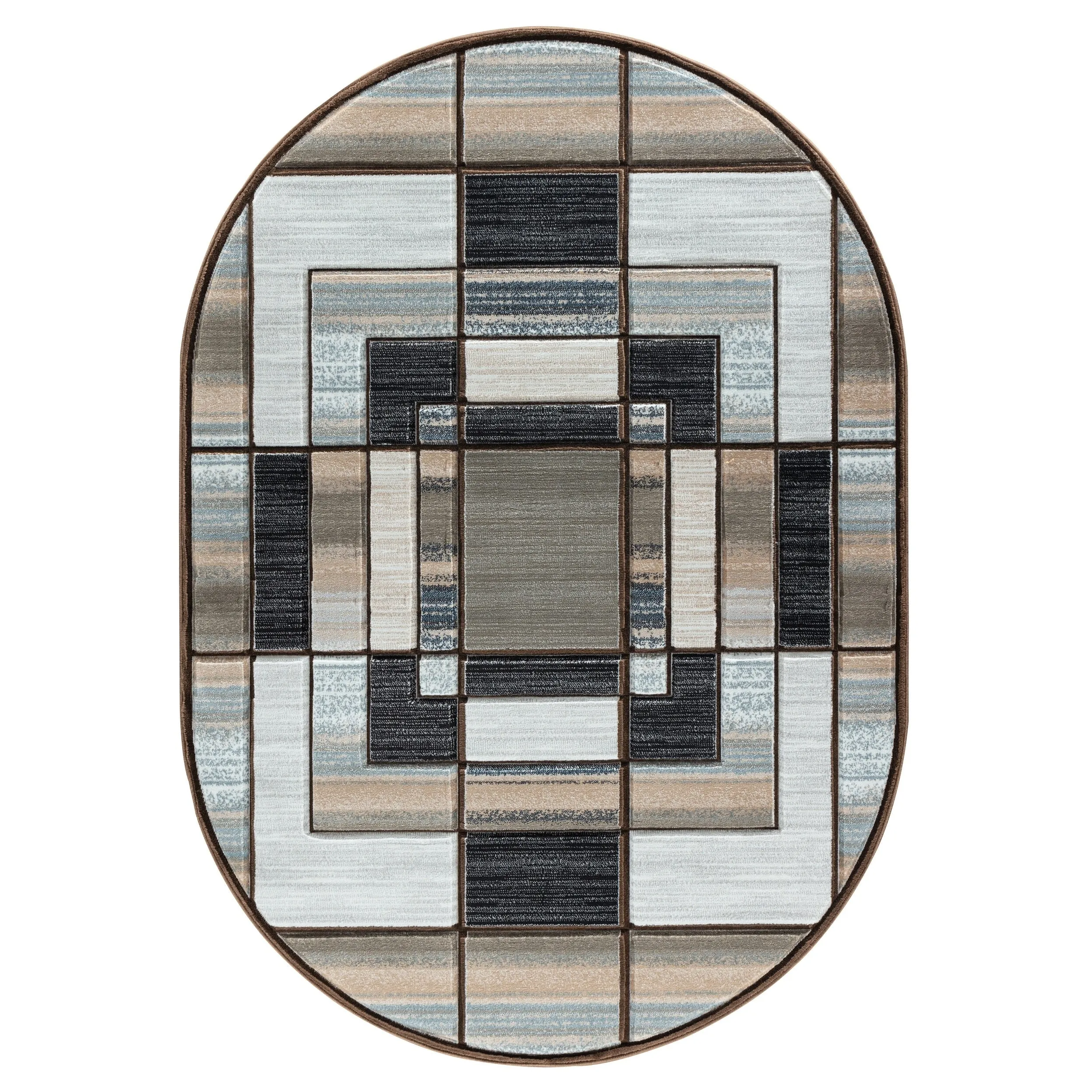 Orelsi Collection Abstract Area Rug with Hand Carved Accents