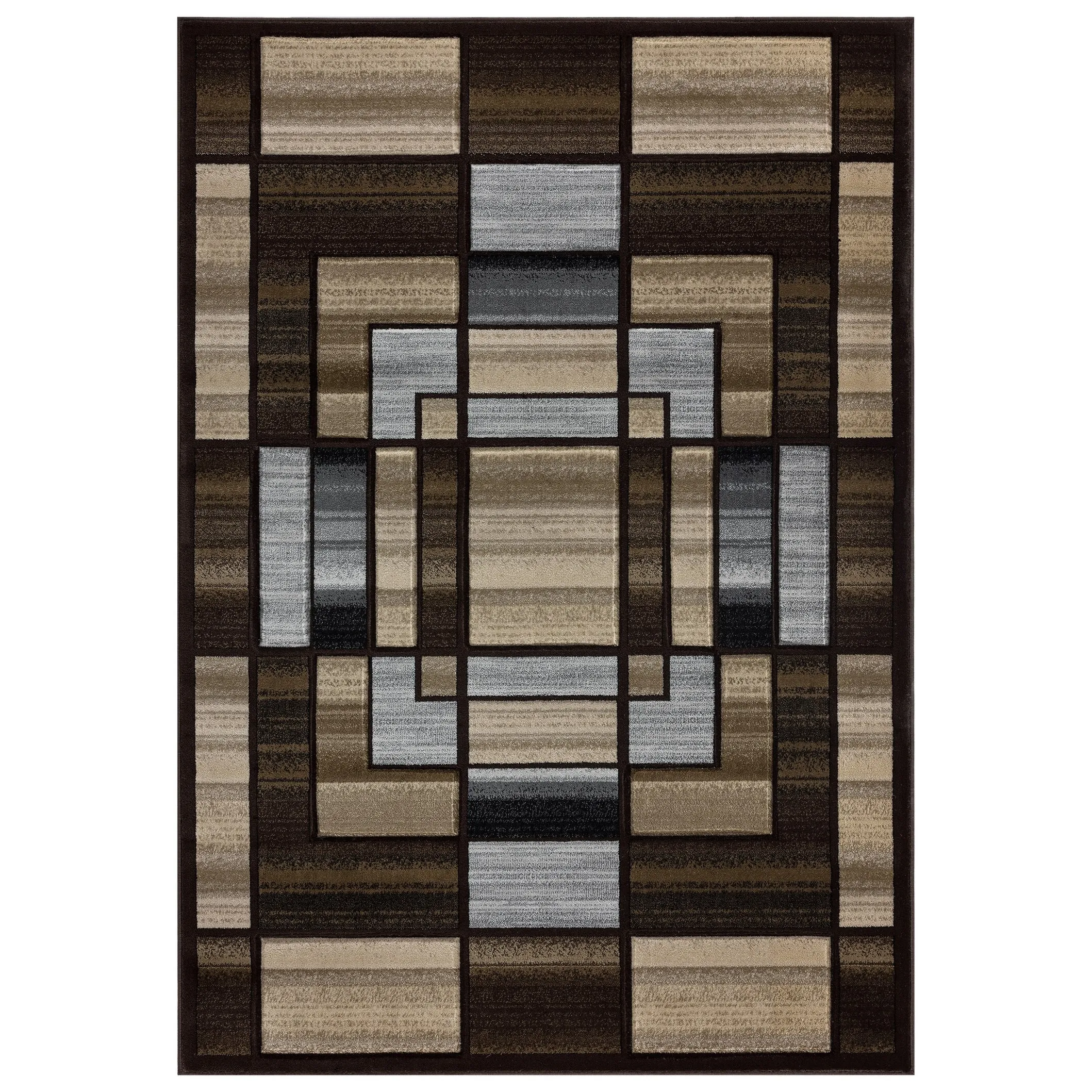 Orelsi Collection Abstract Area Rug with Hand Carved Accents