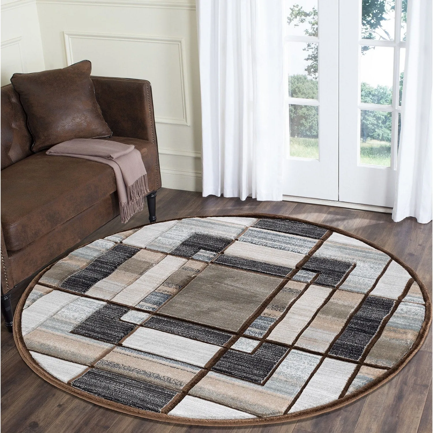 Orelsi Collection Abstract Area Rug with Hand Carved Accents