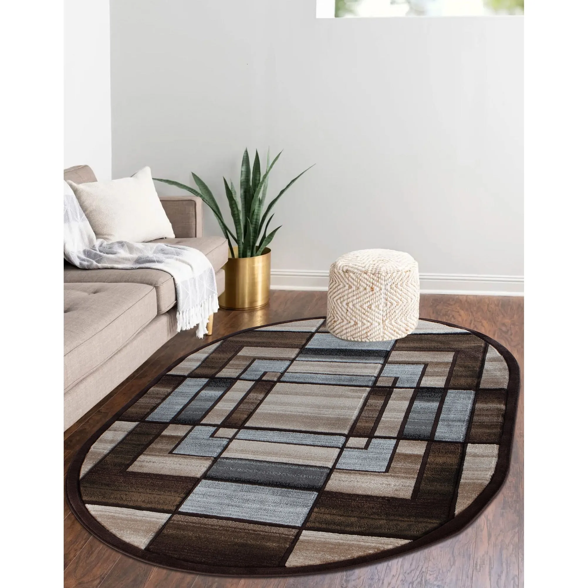 Orelsi Collection Abstract Area Rug with Hand Carved Accents