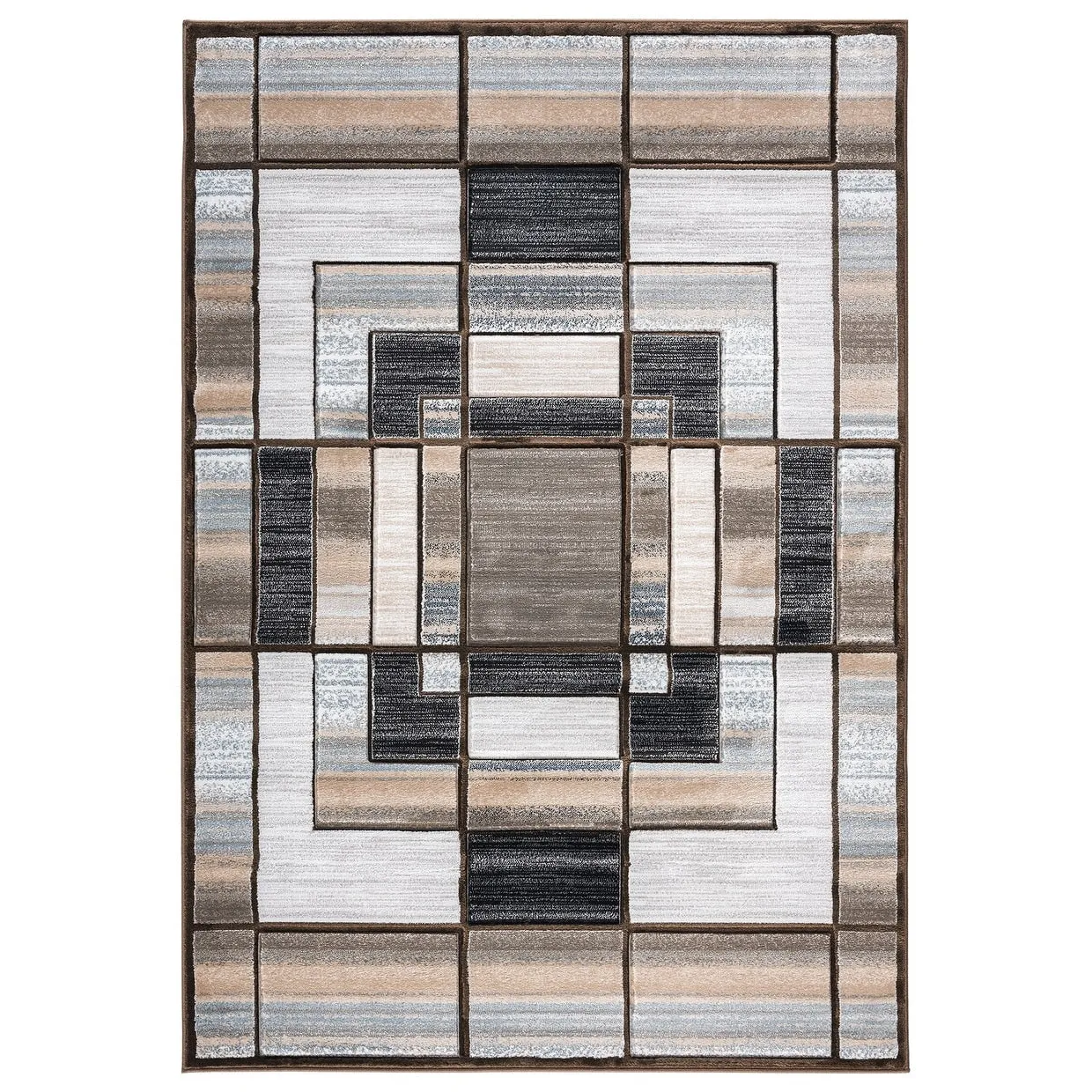 Orelsi Collection Abstract Area Rug with Hand Carved Accents