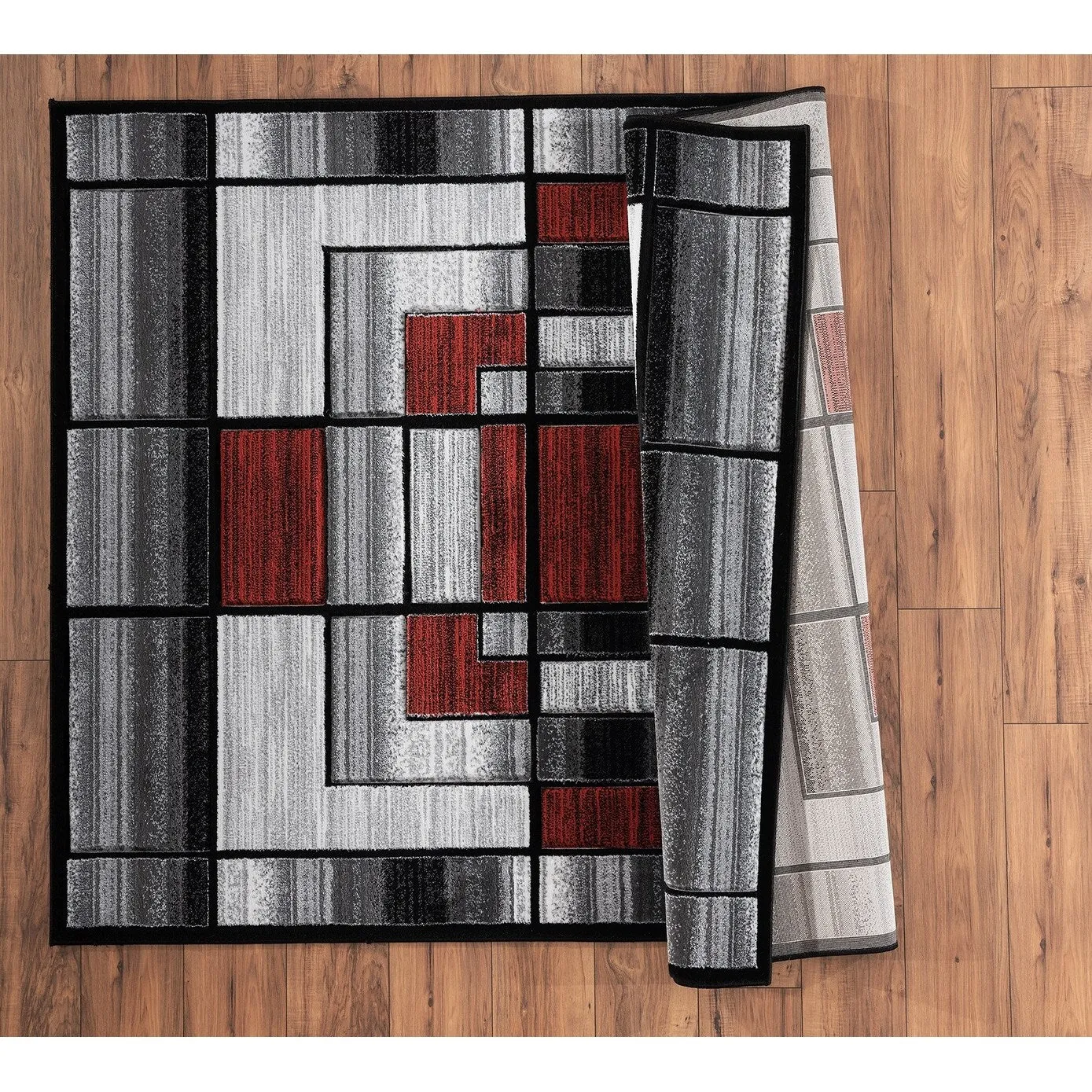 Orelsi Collection Abstract Area Rug with Hand Carved Accents