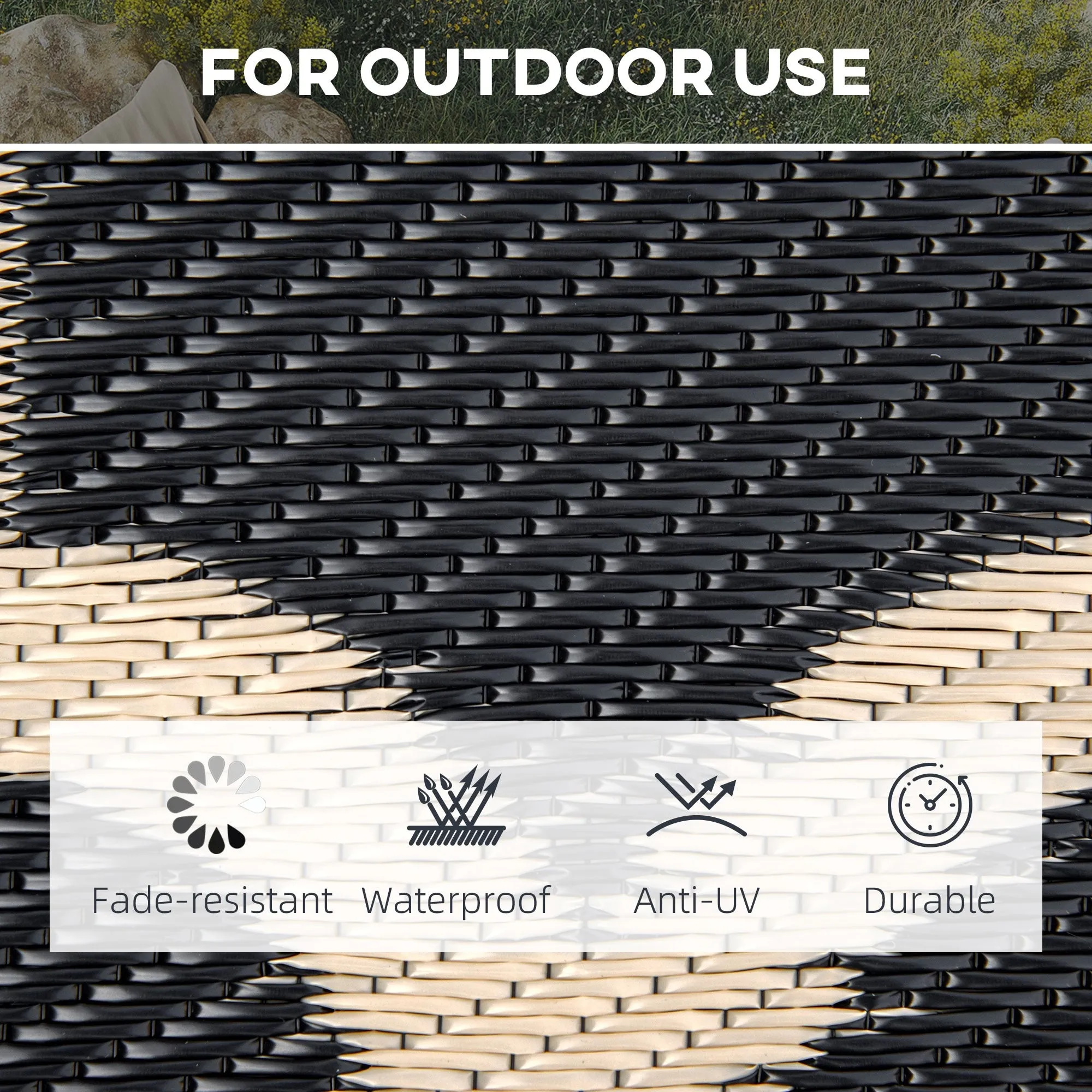 Outsunny Reversible Outdoor RV Rug. Patio Floor Mat. Plastic Straw Rug for Backyard. Deck. Picnic. Beach. Camping
