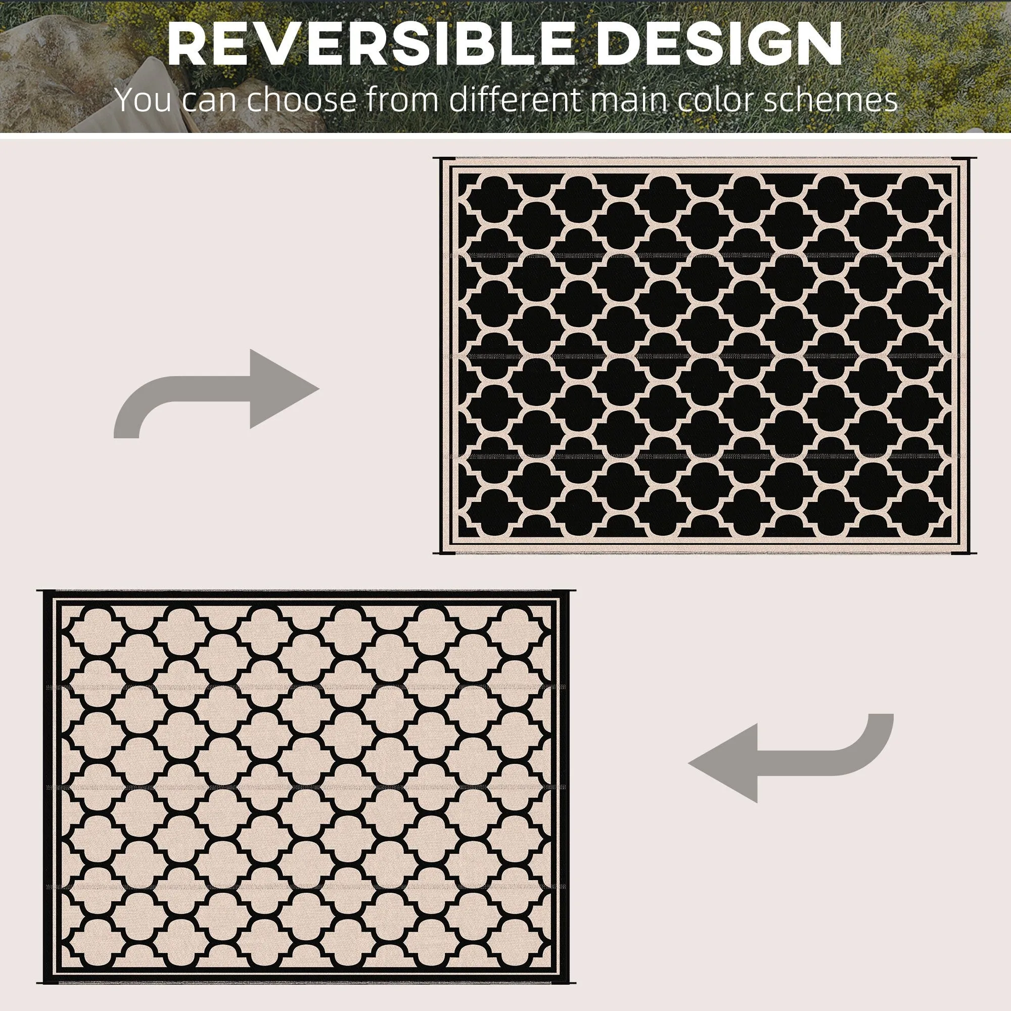 Outsunny Reversible Outdoor RV Rug. Patio Floor Mat. Plastic Straw Rug for Backyard. Deck. Picnic. Beach. Camping