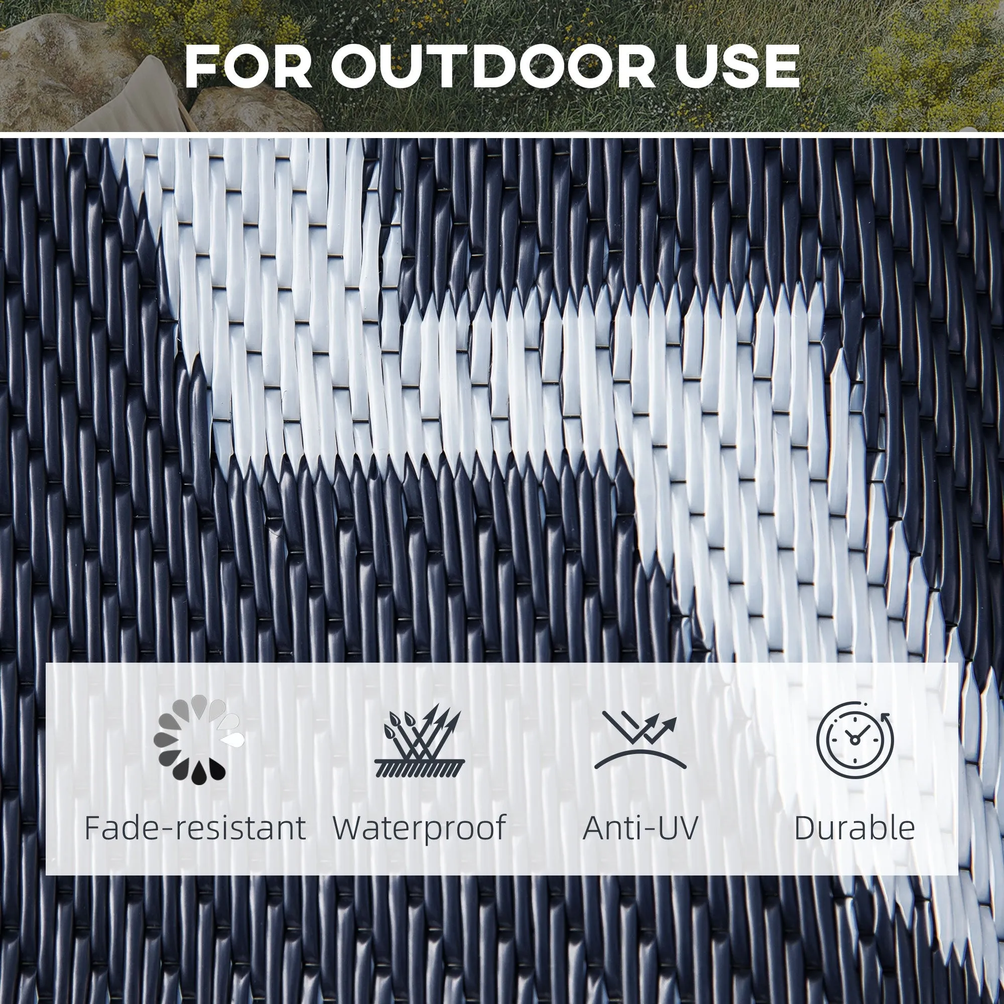 Outsunny Reversible Outdoor RV Rug. Patio Floor Mat. Plastic Straw Rug for Backyard. Deck. Picnic. Beach. Camping