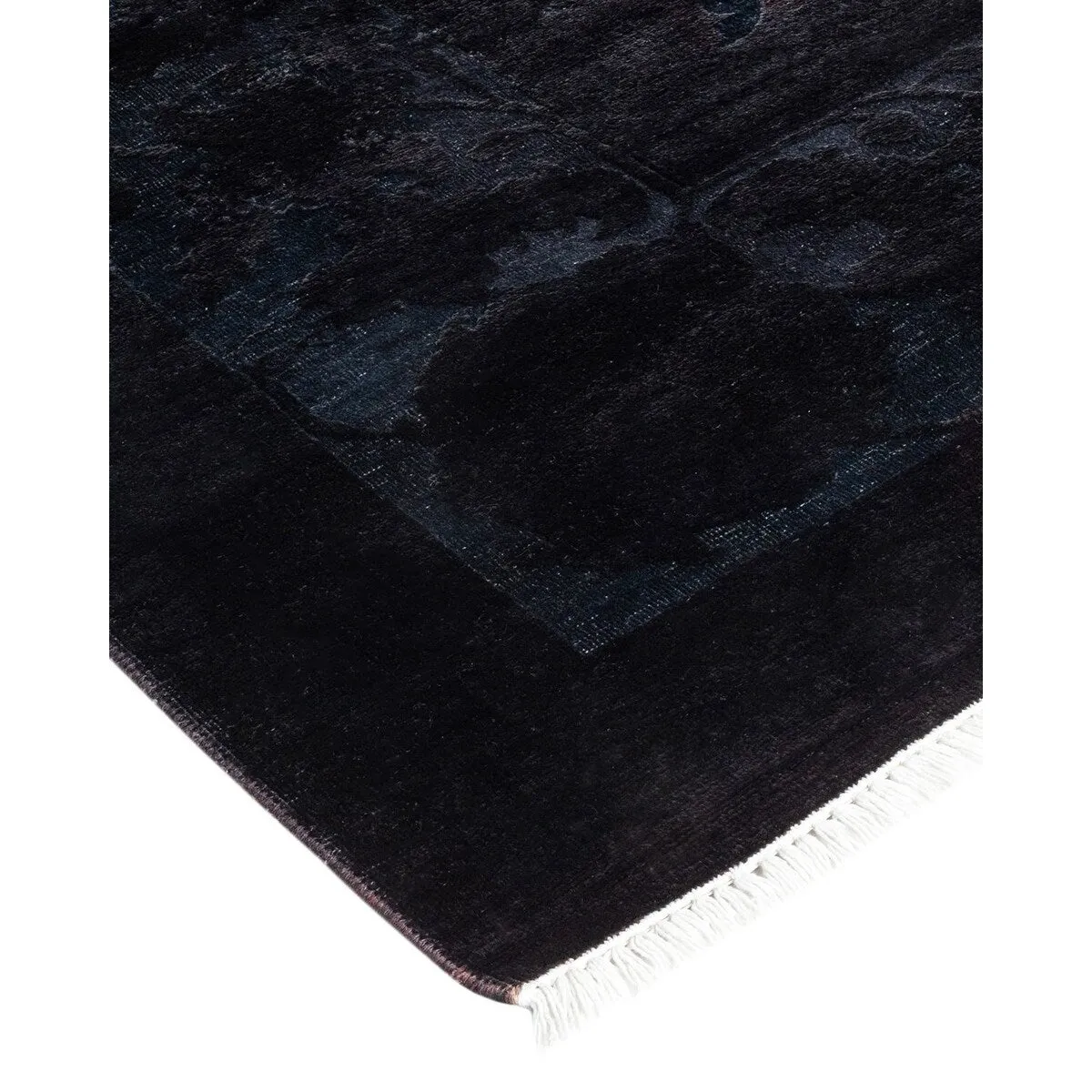 Overton Hand Knotted Wool Vintage Inspired Modern Contemporary Overdyed Black Area Rug - 8' 3 x 10' 4