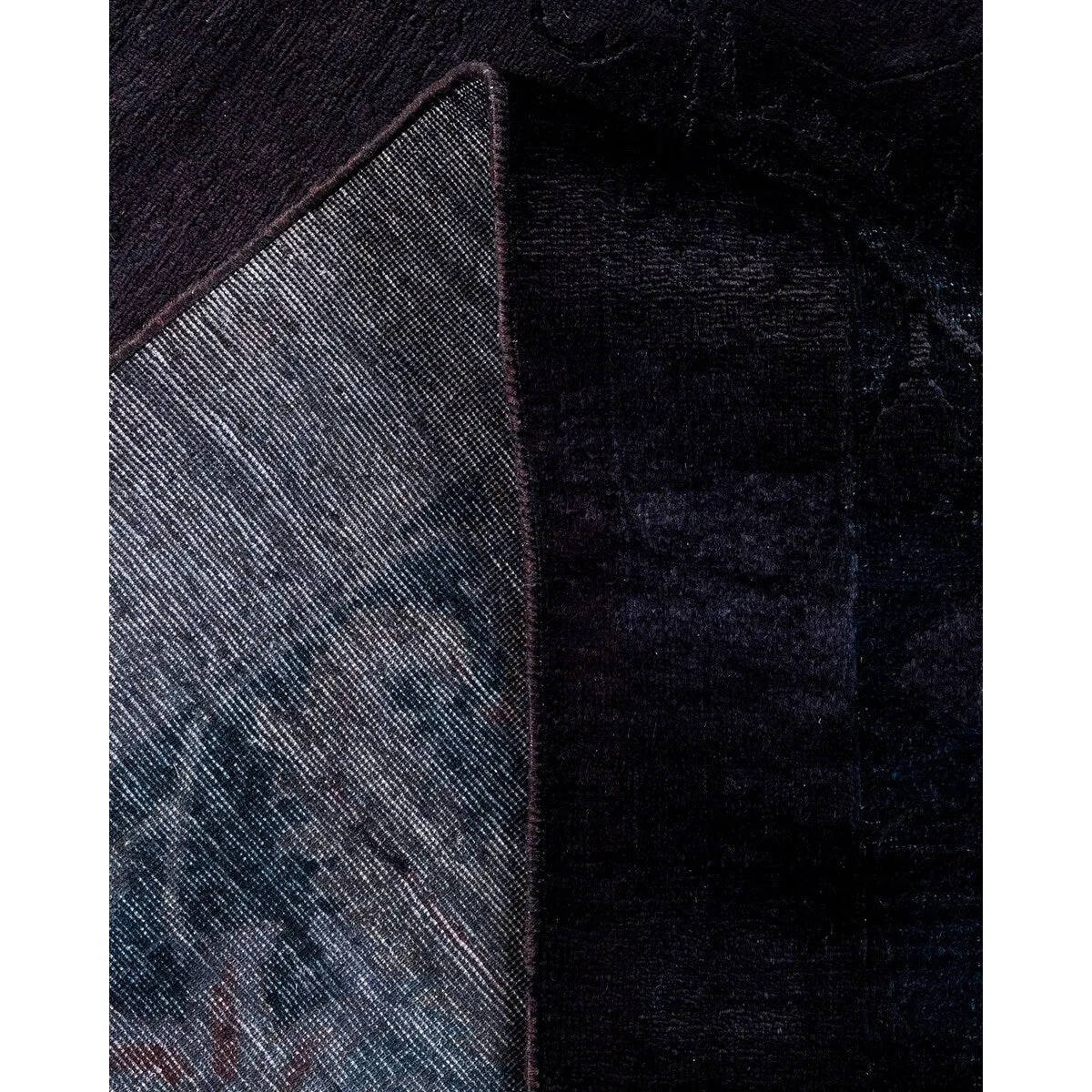 Overton Hand Knotted Wool Vintage Inspired Modern Contemporary Overdyed Black Area Rug - 8' 3 x 10' 4