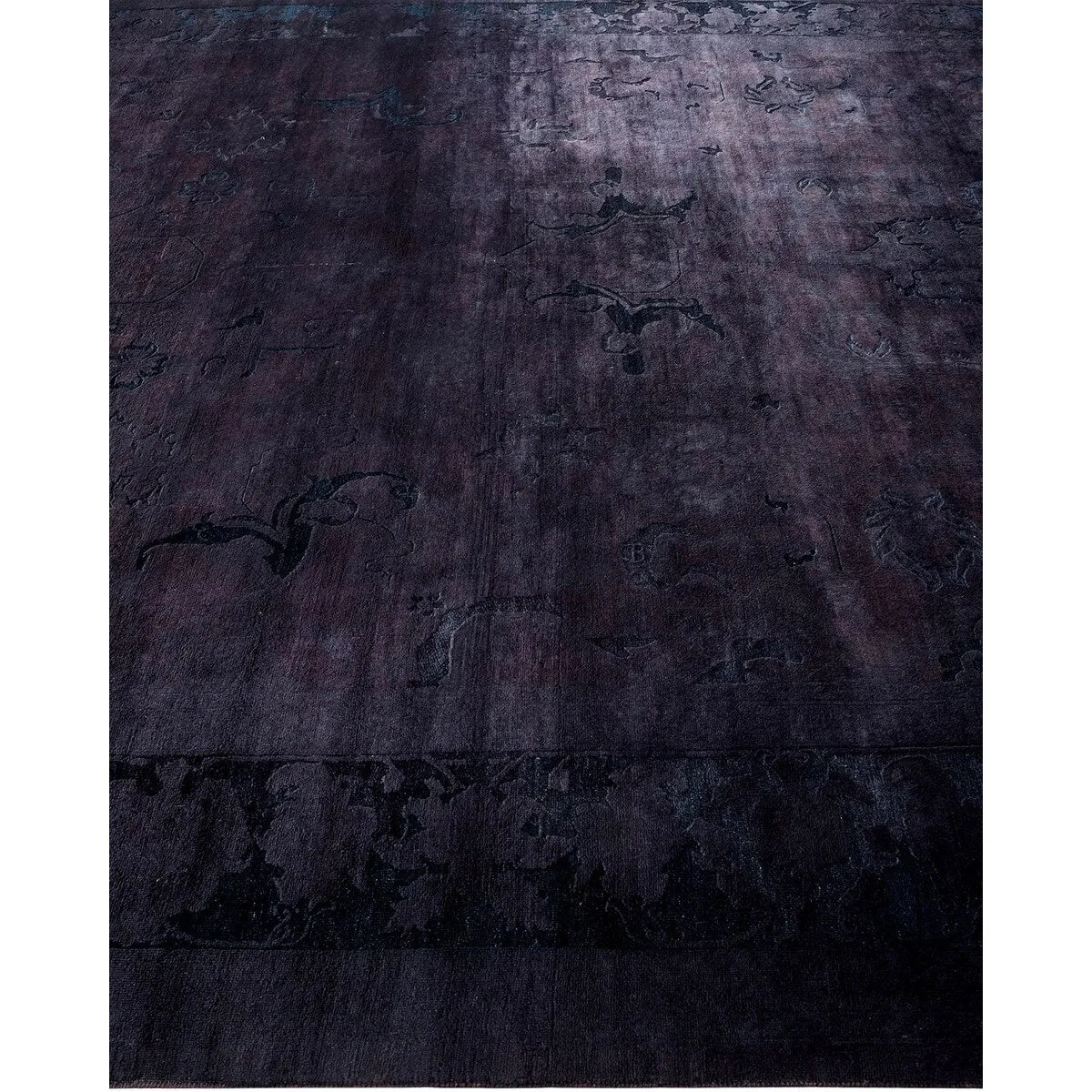 Overton Hand Knotted Wool Vintage Inspired Modern Contemporary Overdyed Black Area Rug - 8' 3 x 10' 4