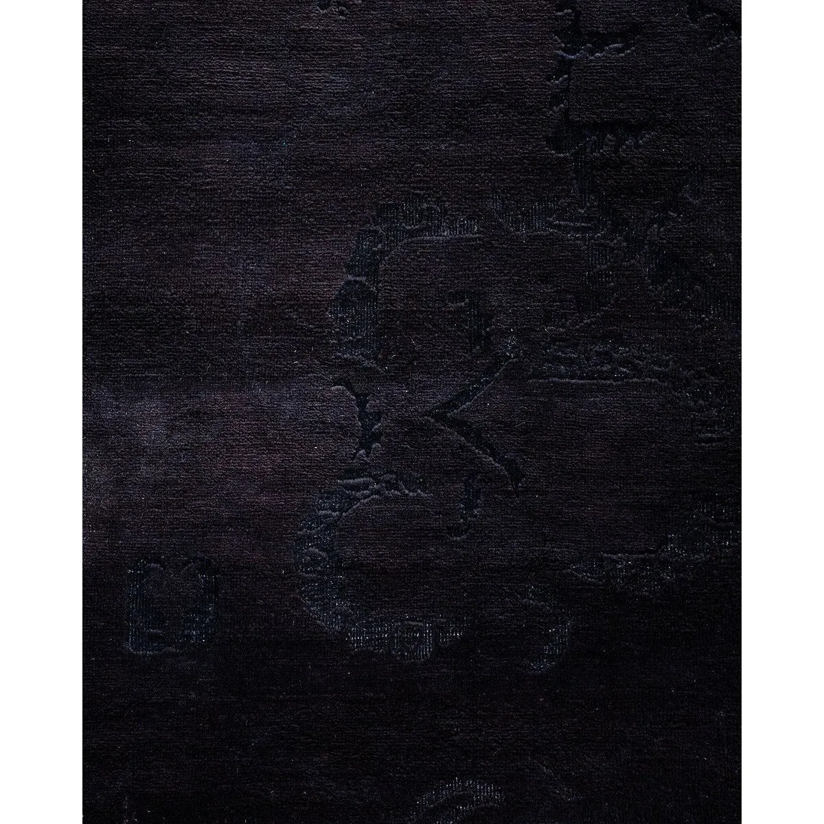 Overton Hand Knotted Wool Vintage Inspired Modern Contemporary Overdyed Black Area Rug - 8' 3 x 10' 4