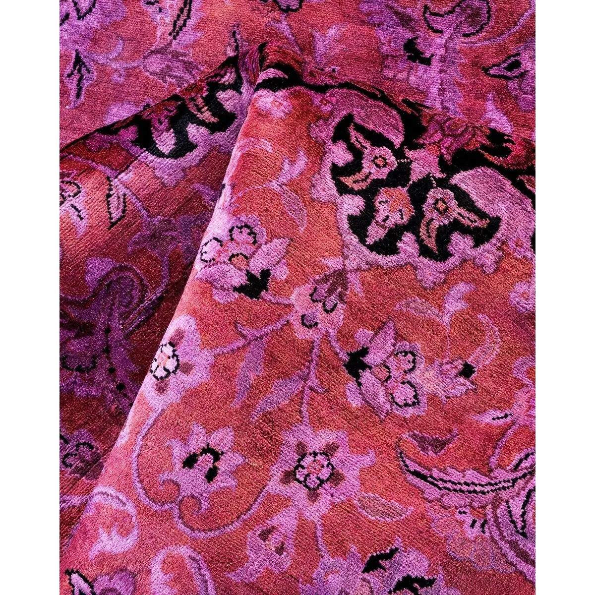 Overton Hand Knotted Wool Vintage Inspired Modern Contemporary Overdyed Purple Square Area Rug - 8' 1 x 8' 1