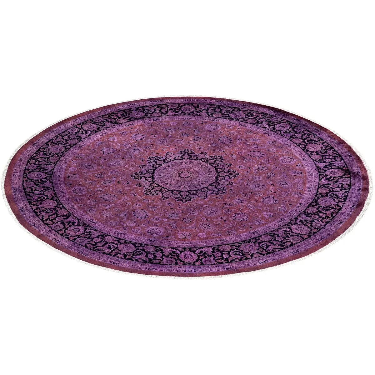 Overton Hand Knotted Wool Vintage Inspired Modern Contemporary Overdyed Purple Square Area Rug - 8' 1 x 8' 1