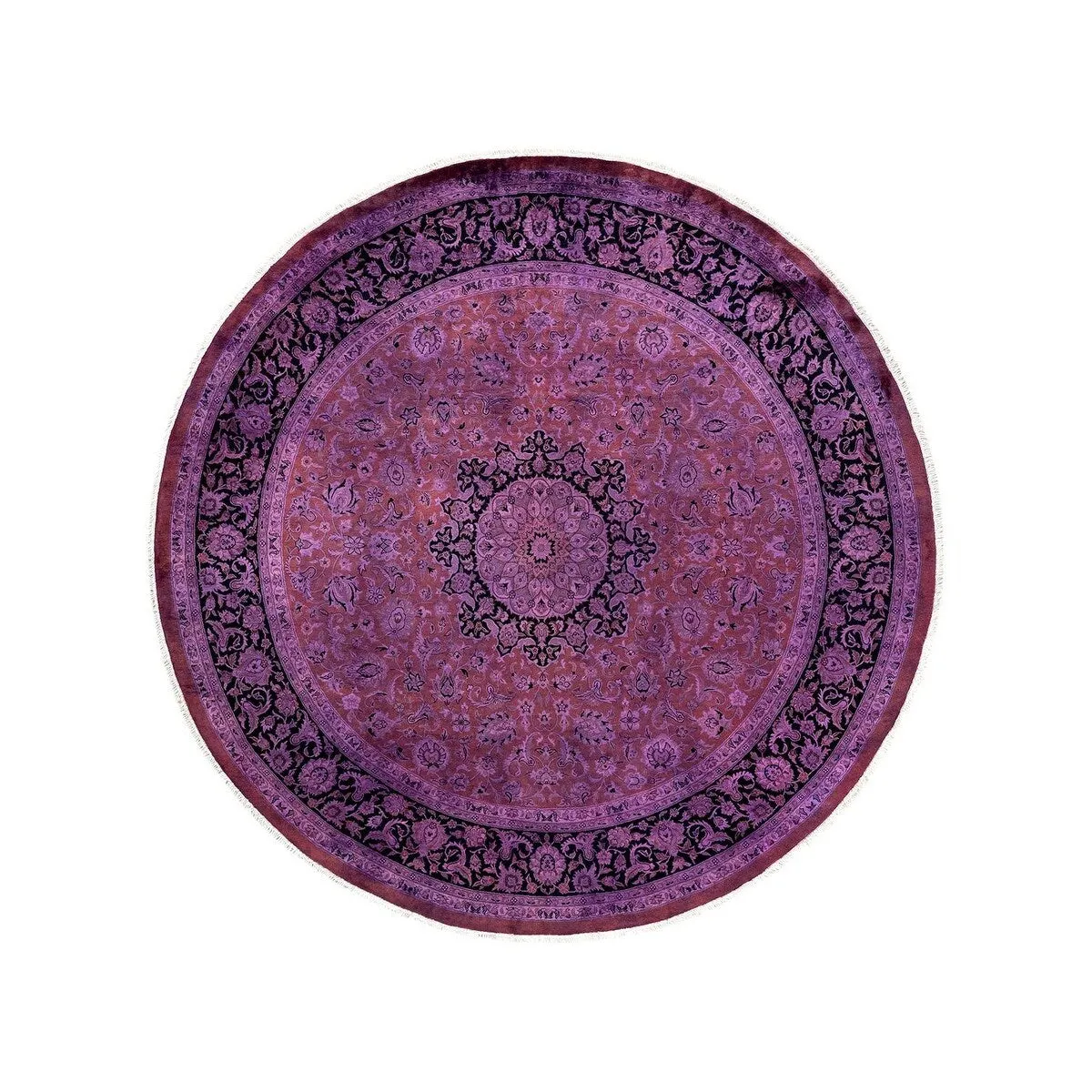 Overton Hand Knotted Wool Vintage Inspired Modern Contemporary Overdyed Purple Square Area Rug - 8' 1 x 8' 1
