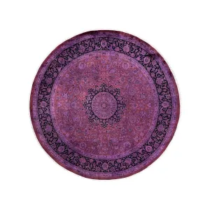 Overton Hand Knotted Wool Vintage Inspired Modern Contemporary Overdyed Purple Square Area Rug - 8' 1 x 8' 1