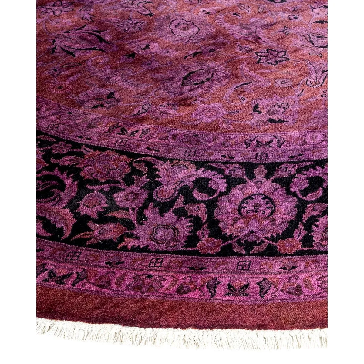 Overton Hand Knotted Wool Vintage Inspired Modern Contemporary Overdyed Purple Square Area Rug - 8' 1 x 8' 1