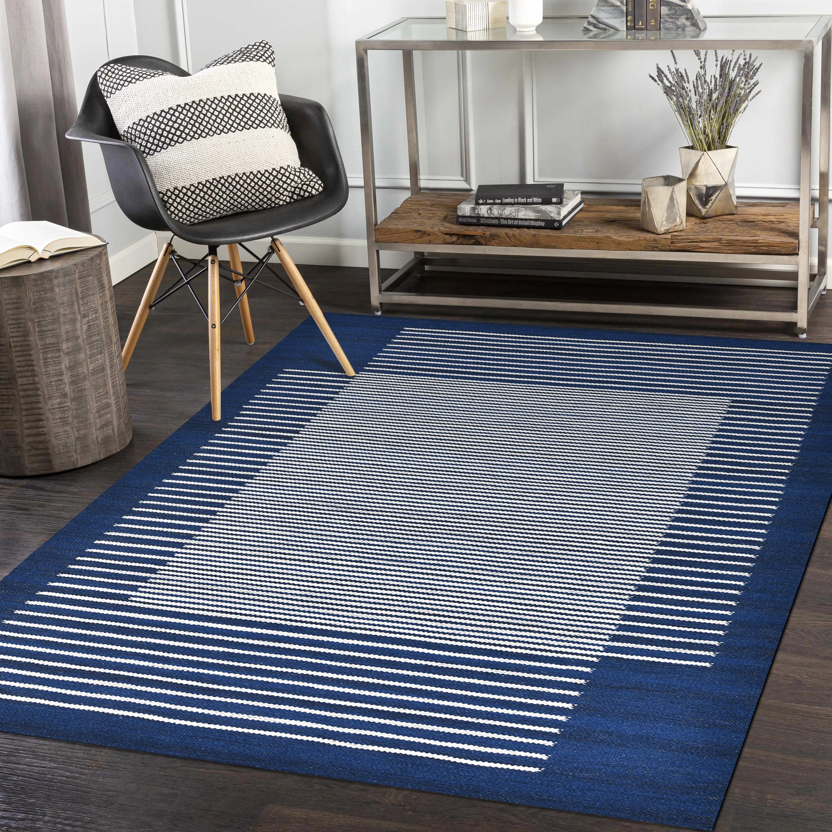 Overton Handmade Modern Contemporary Striped Area Rug