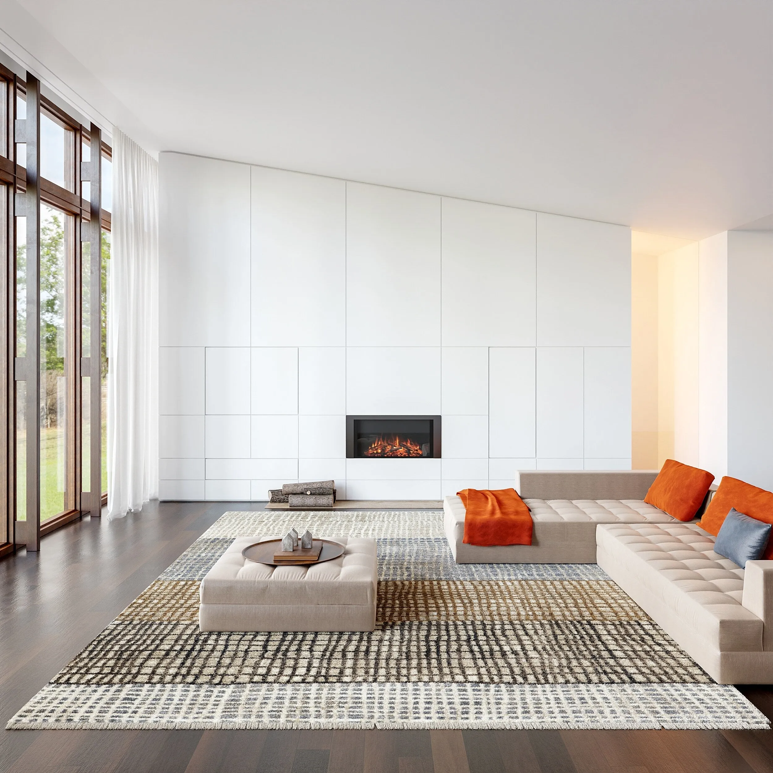 Park Abstract Checked Area Rug