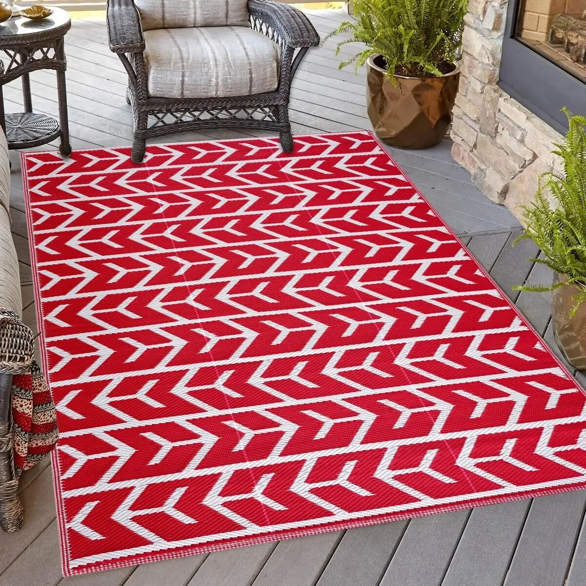 Playa Rug Outdoor Recycled Reversible Plastic Folded Mat/Rug Amsterdam Collection Lightweight & Weather. Water and UV Resistant