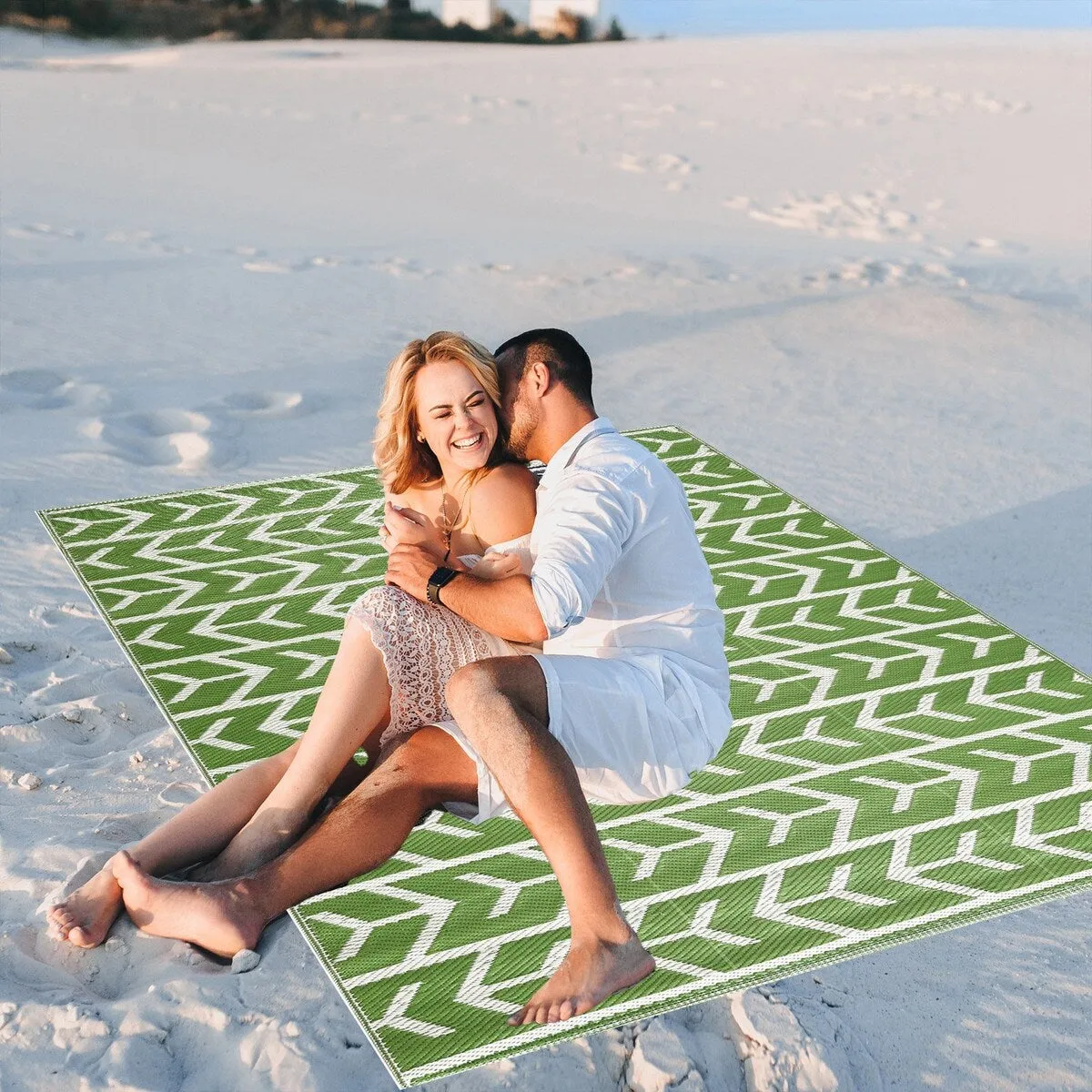 Playa Rug Outdoor Recycled Reversible Plastic Folded Mat/Rug Amsterdam Collection Lightweight & Weather. Water and UV Resistant