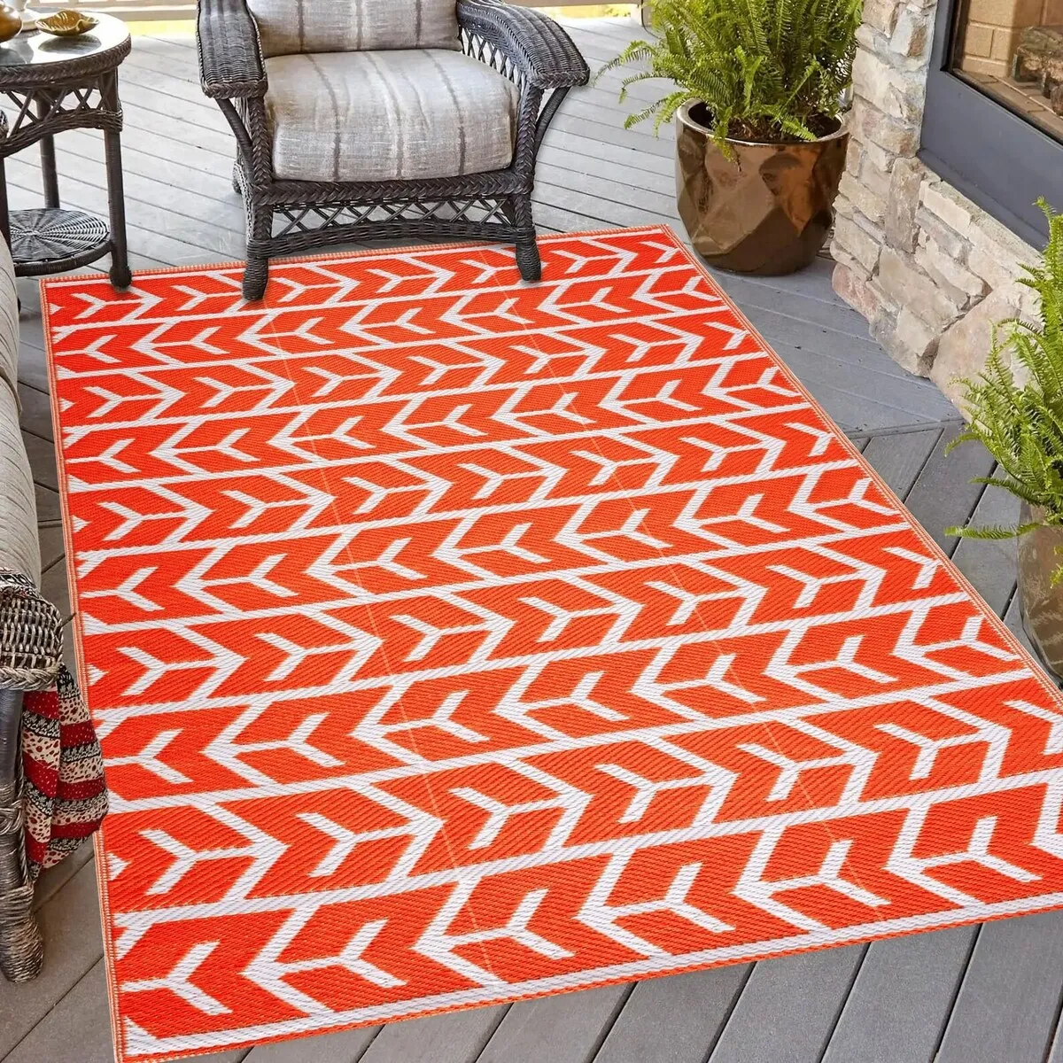 Playa Rug Outdoor Recycled Reversible Plastic Folded Mat/Rug Amsterdam Collection Lightweight & Weather. Water and UV Resistant