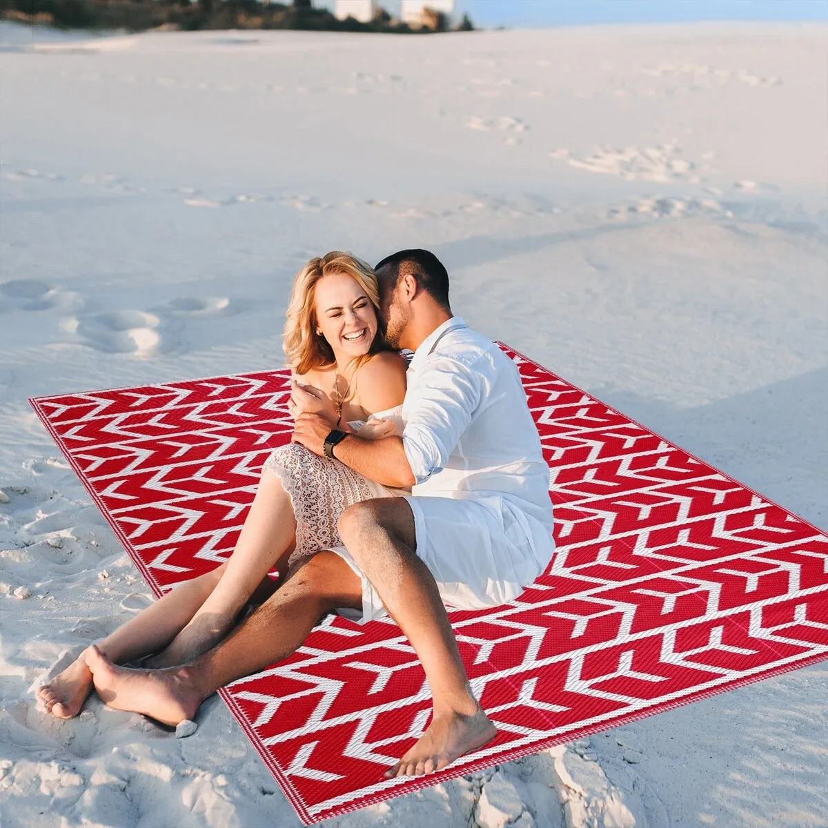 Playa Rug Outdoor Recycled Reversible Plastic Folded Mat/Rug Amsterdam Collection Lightweight & Weather. Water and UV Resistant