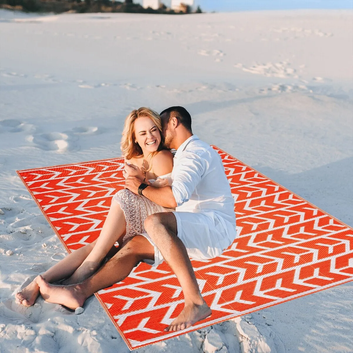 Playa Rug Outdoor Recycled Reversible Plastic Folded Mat/Rug Amsterdam Collection Lightweight & Weather. Water and UV Resistant