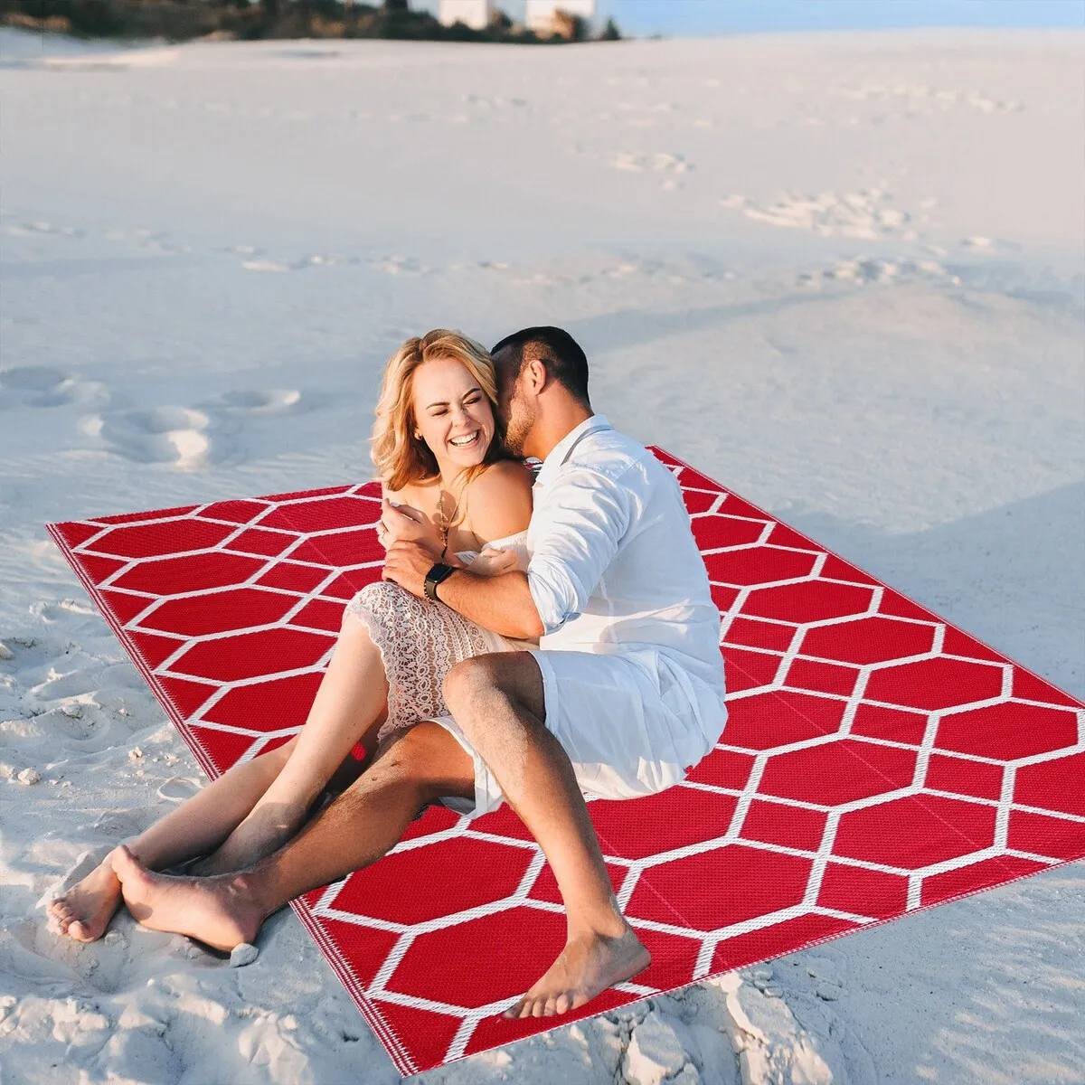 Playa Rug Outdoor Recycled Reversible Plastic Folded Mat/Rug Milan Collection Lightweight & Weather. Water and UV Resistant