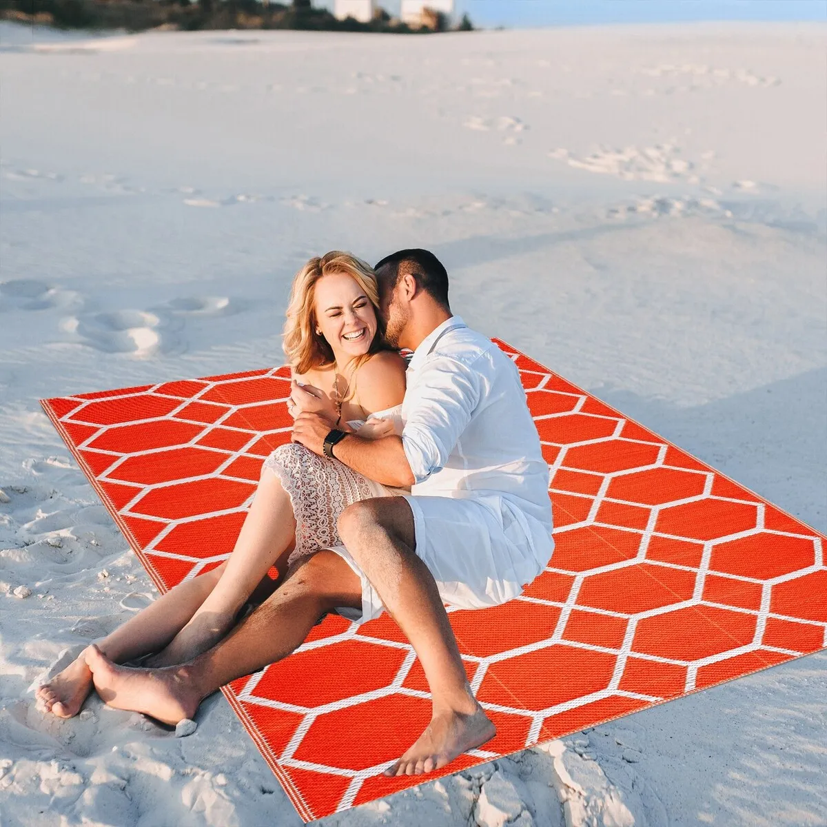 Playa Rug Outdoor Recycled Reversible Plastic Folded Mat/Rug Milan Collection Lightweight & Weather. Water and UV Resistant