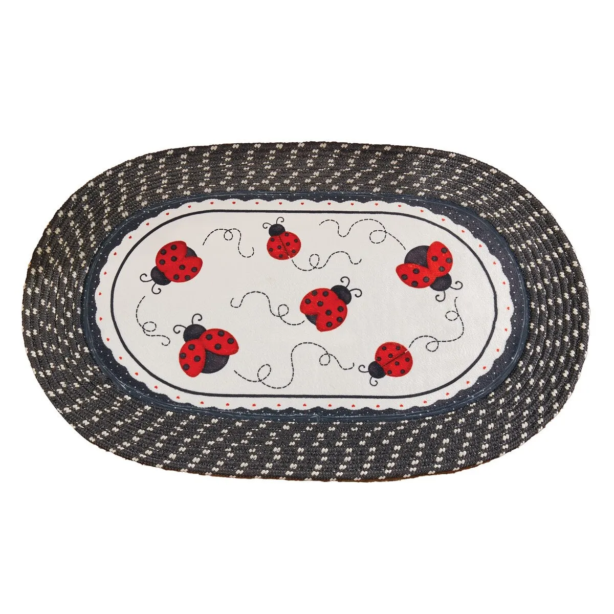 Plush Ladybug Skid-Resistant Braided Accent Rug - 18X30
