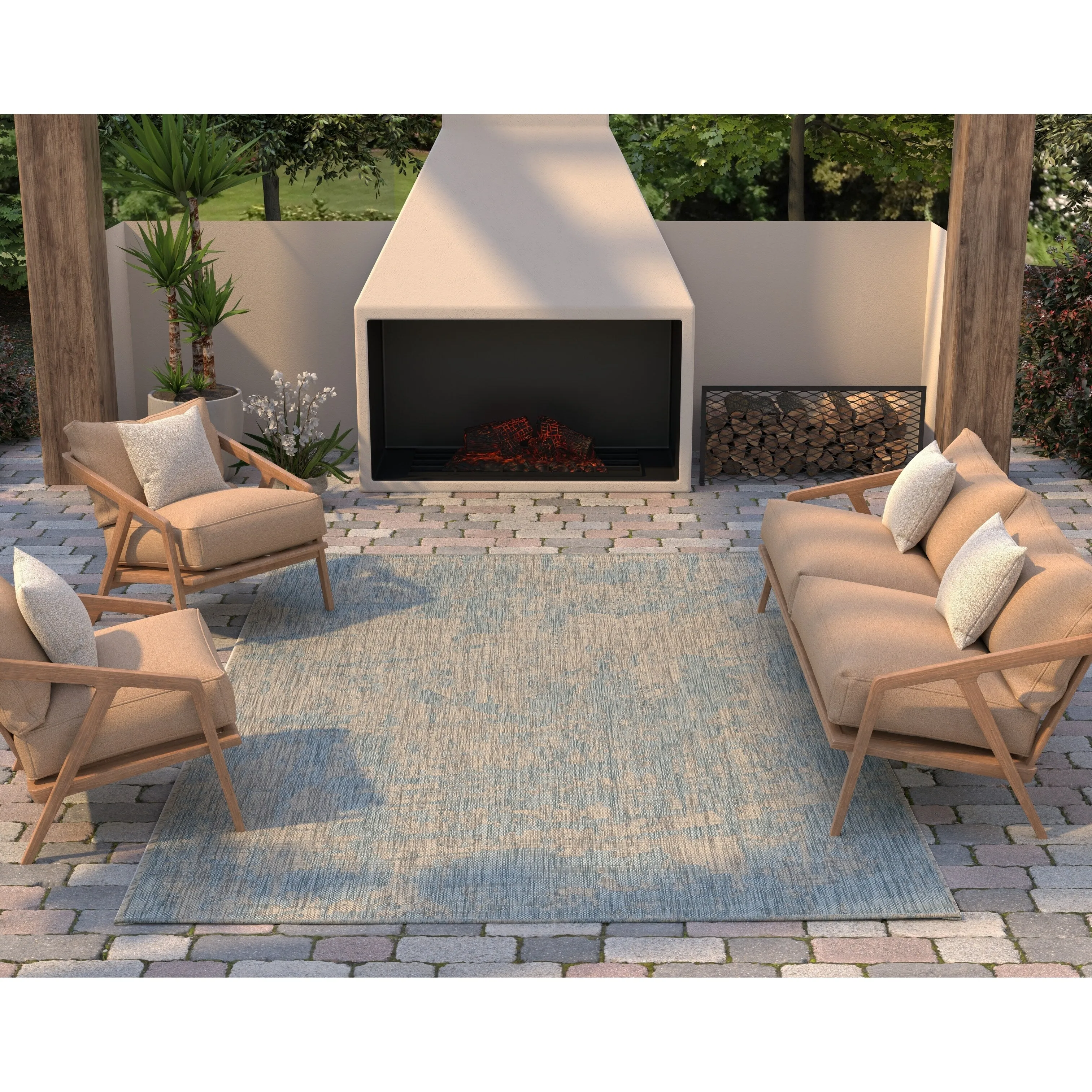 Porch & Den Annadel Teal Strokes Area Rug