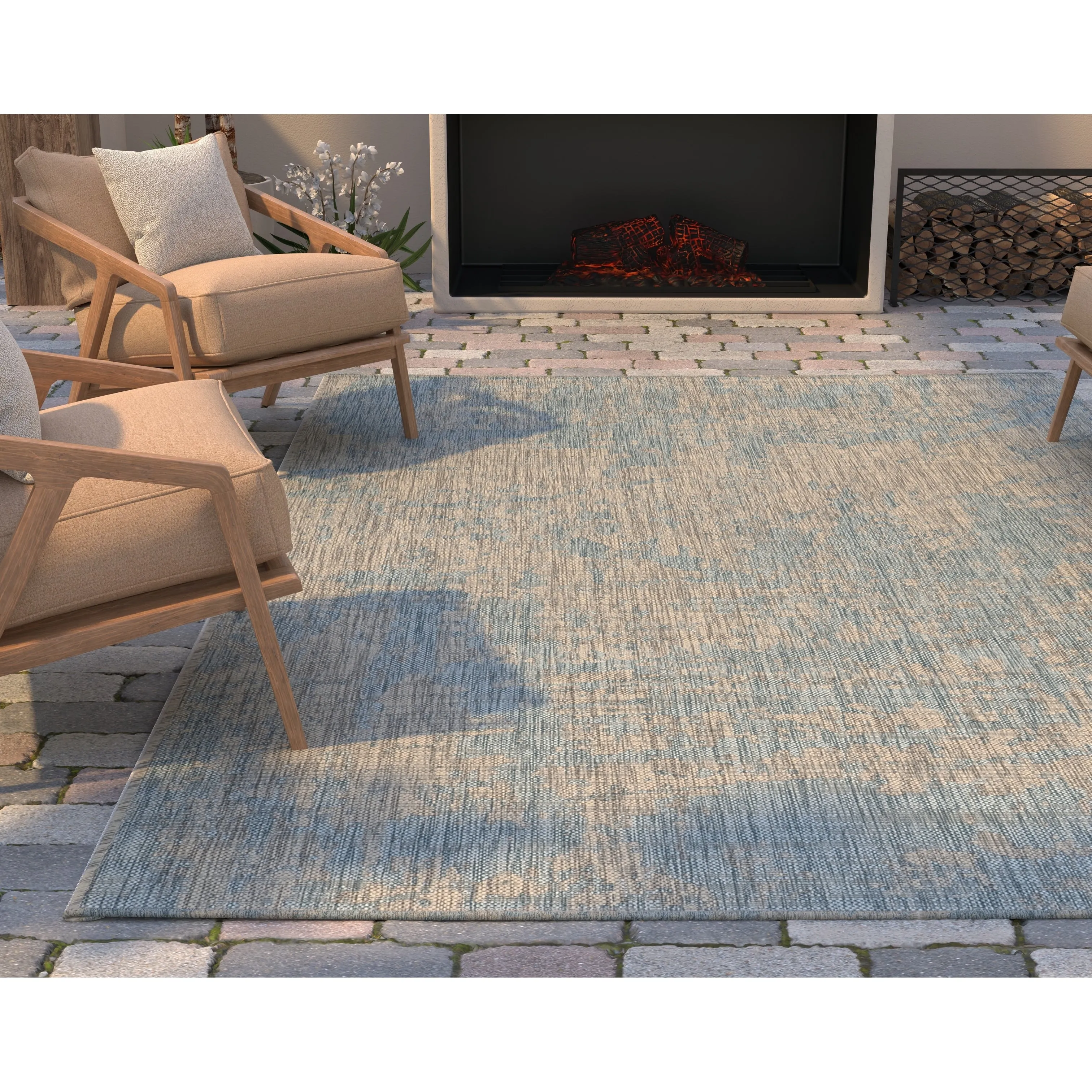 Porch & Den Annadel Teal Strokes Area Rug