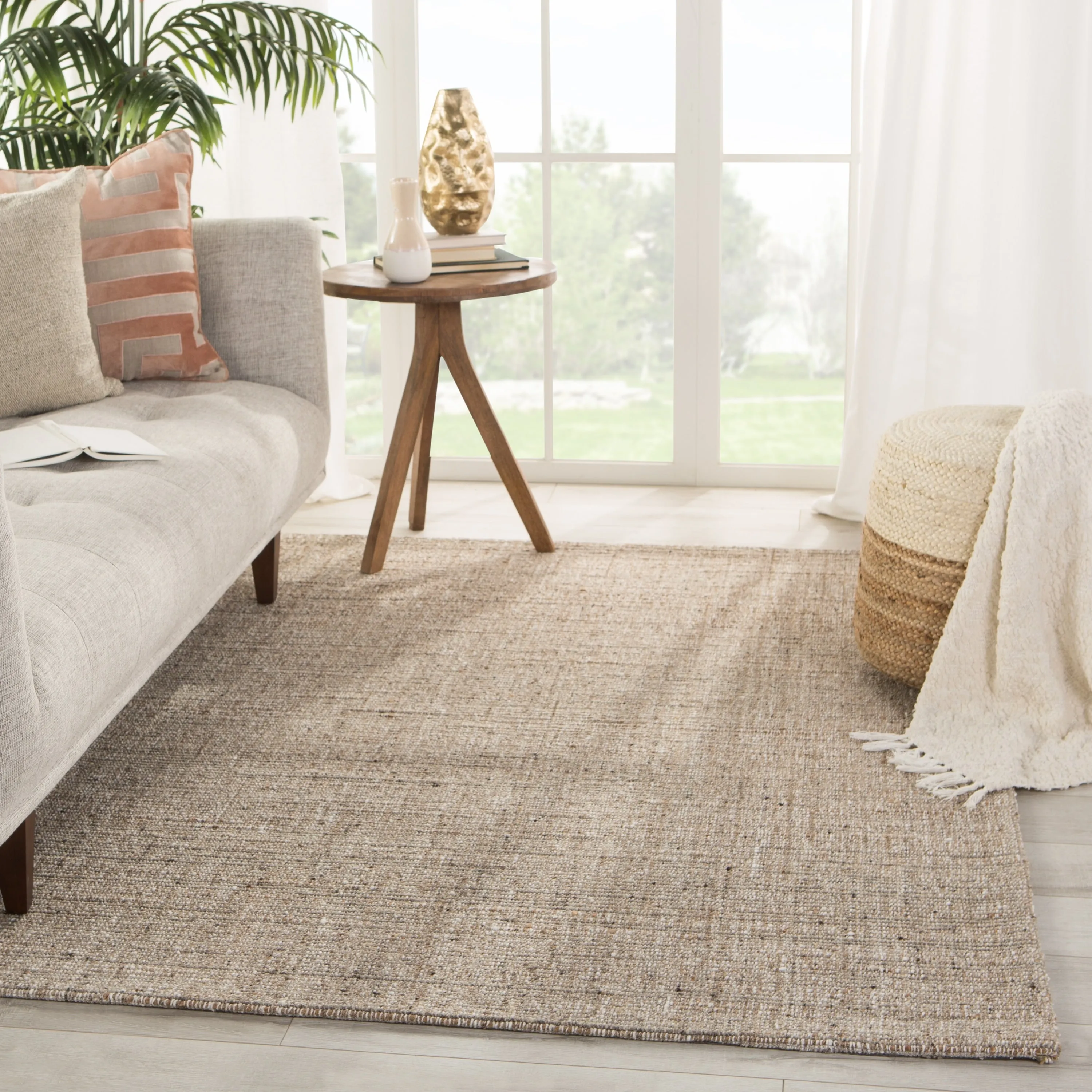 Porch & Den De Baca Natural Solid Wool-blend Area Rug