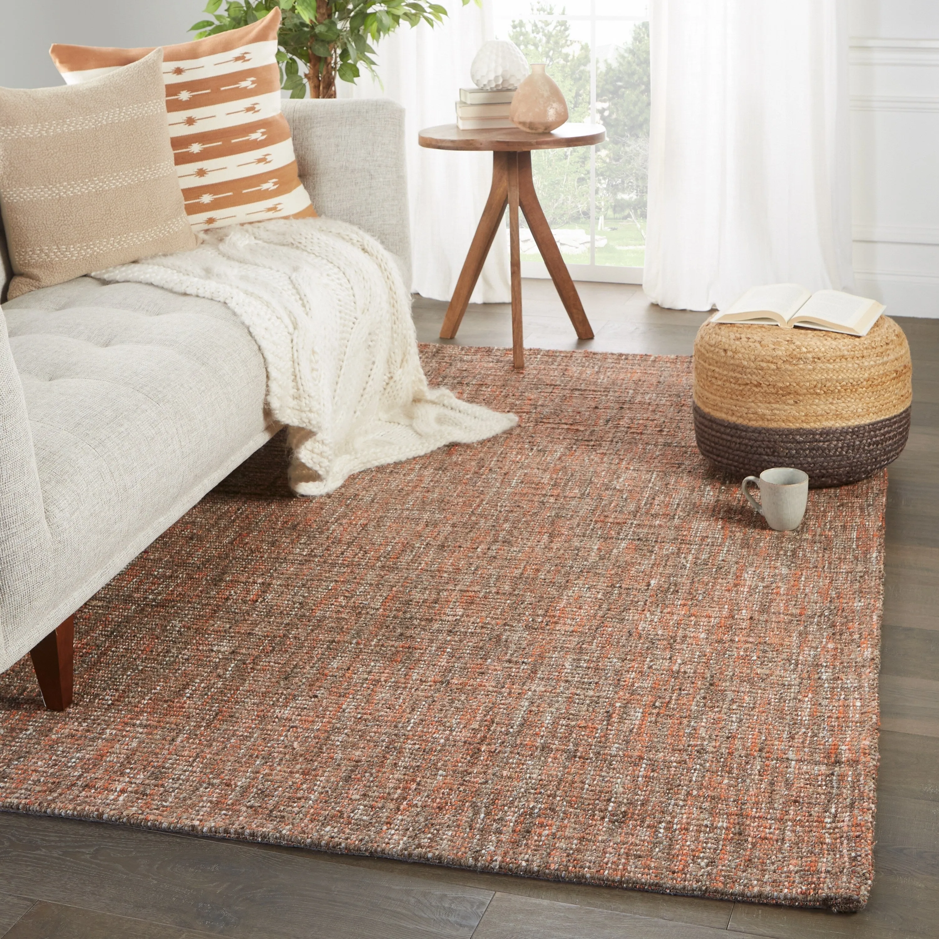 Porch & Den De Baca Natural Solid Wool-blend Area Rug