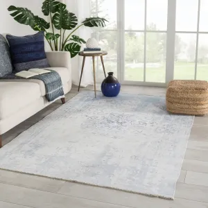 Porch & Den Pate Printed Medallion Blue/ White Area Rug