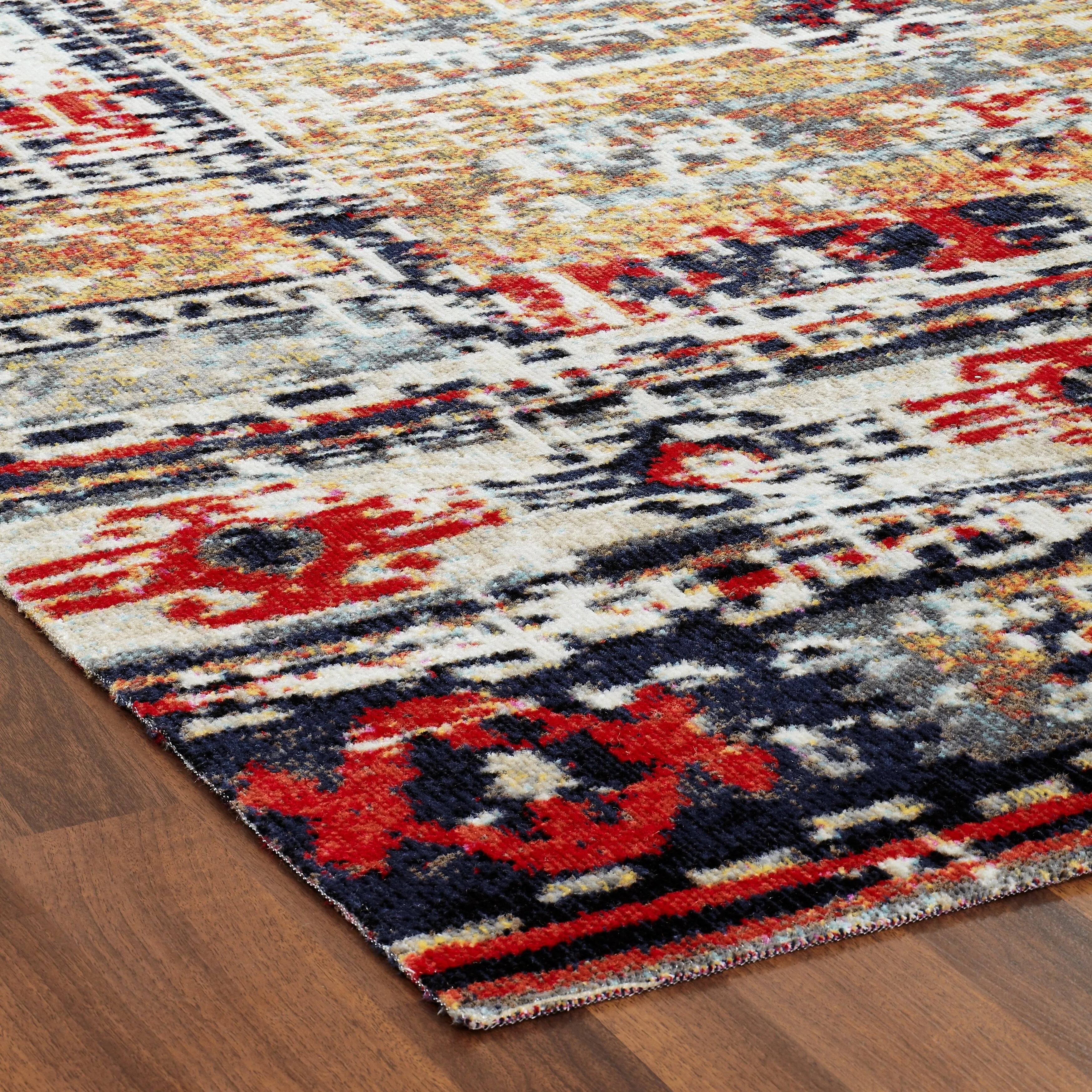 Porch & Den Pollard Distressed Multicolor Geometric Indoor/ Outdoor Area Rug