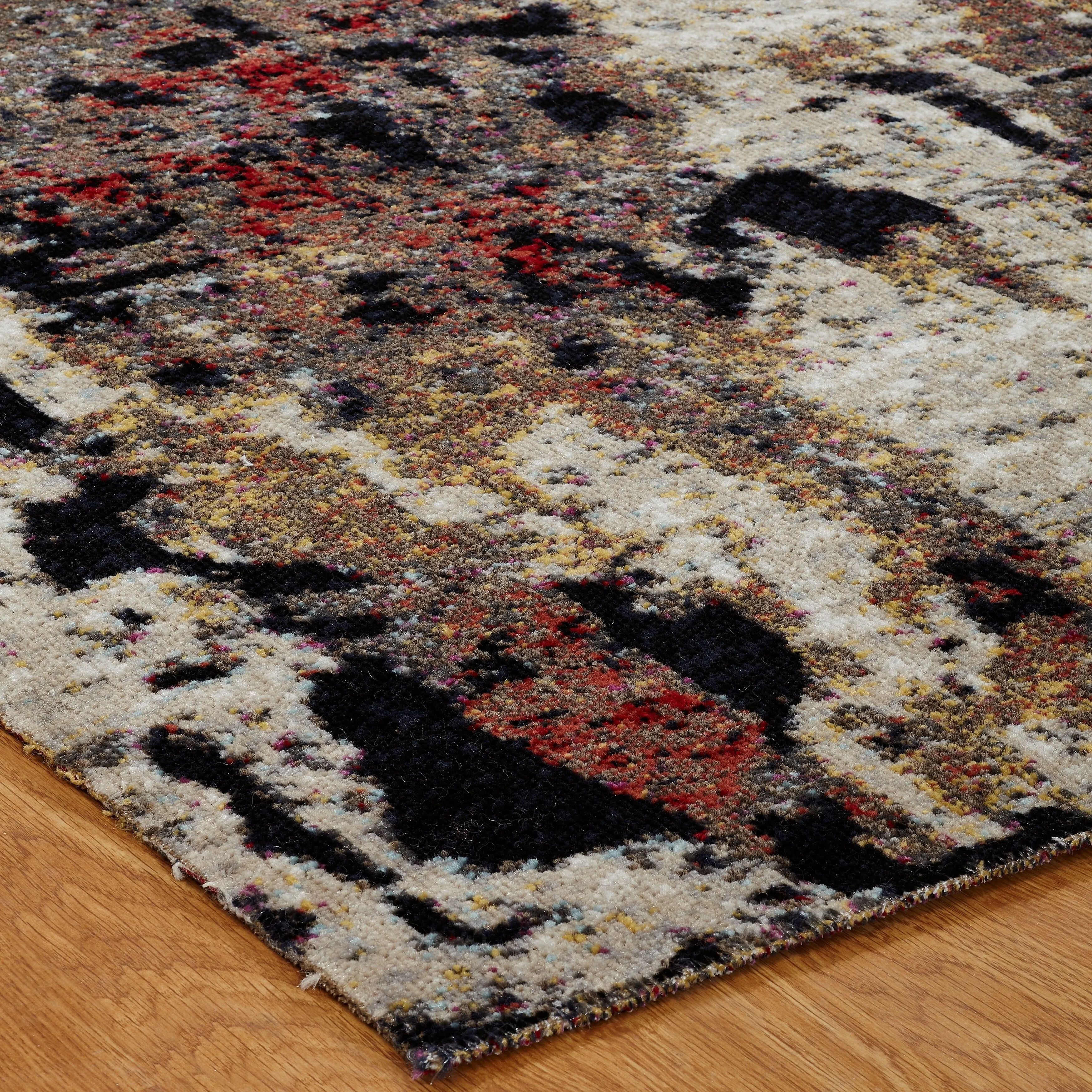 Porch & Den Polo Ebony/ Red Abstract Indoor/Outdoor Area Rug