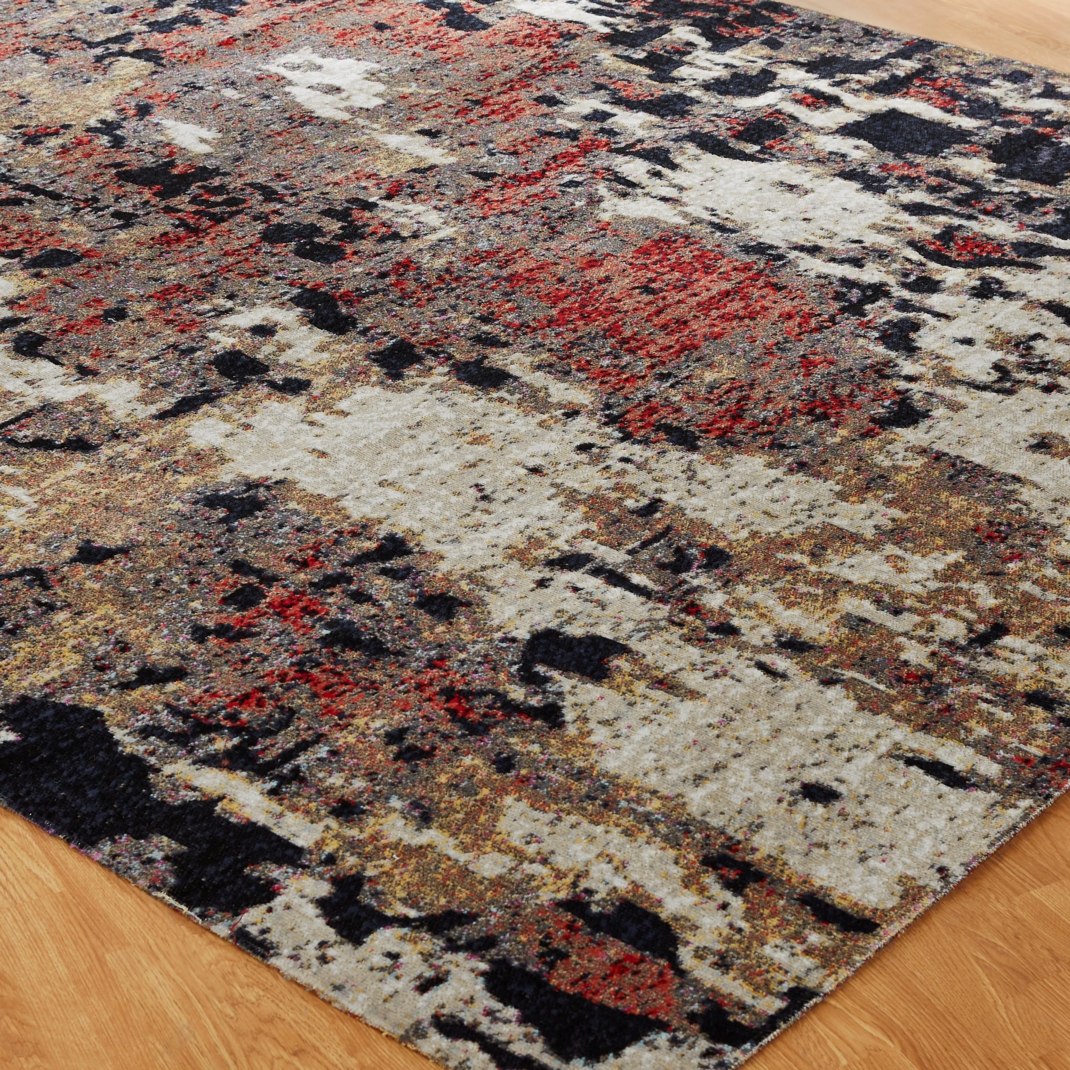 Porch & Den Polo Ebony/ Red Abstract Indoor/Outdoor Area Rug