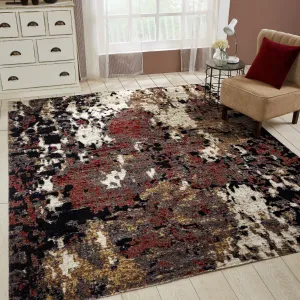 Porch & Den Polo Ebony/ Red Abstract Indoor/Outdoor Area Rug