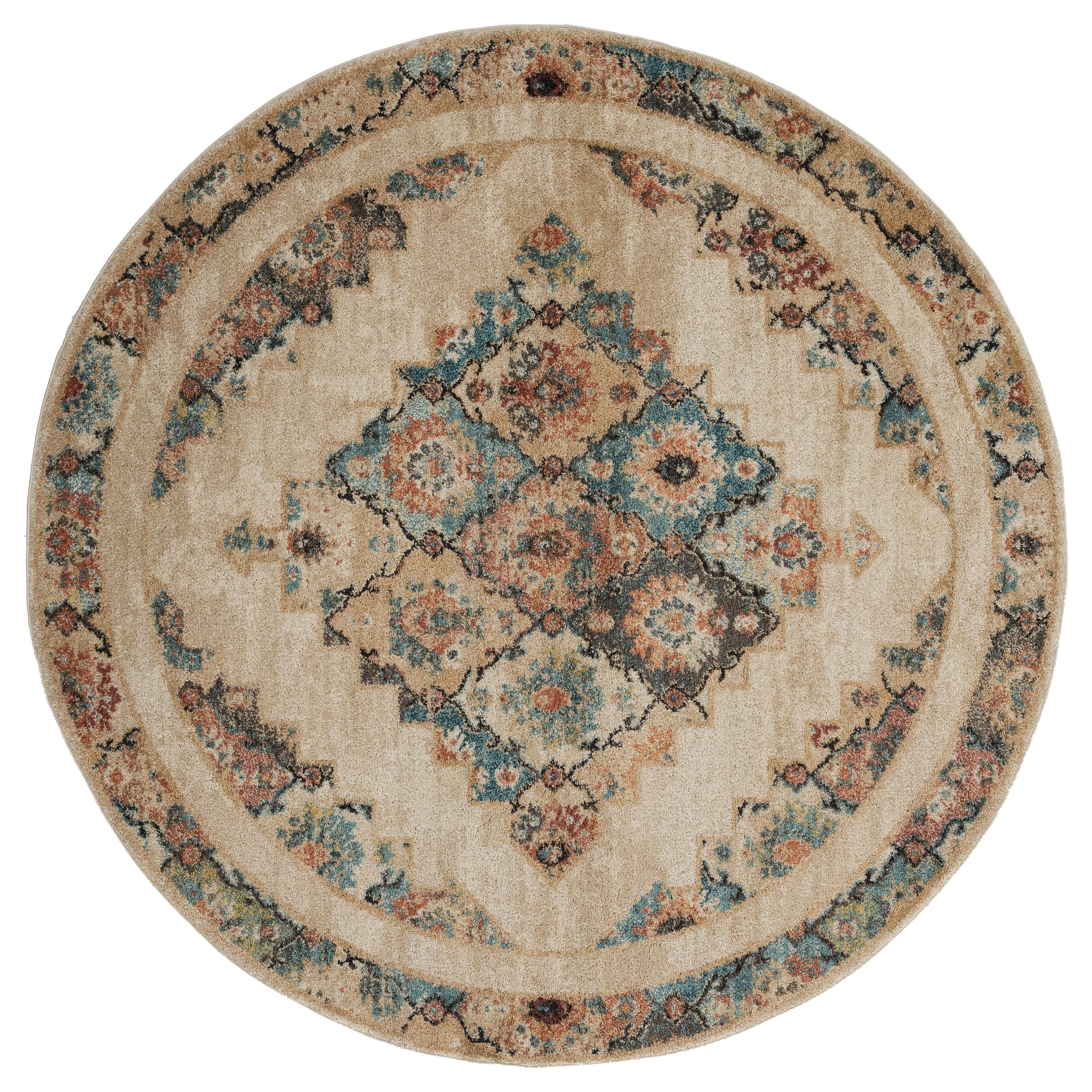 Porch & Den Steven Distressed Diamond Medallion Area Rug