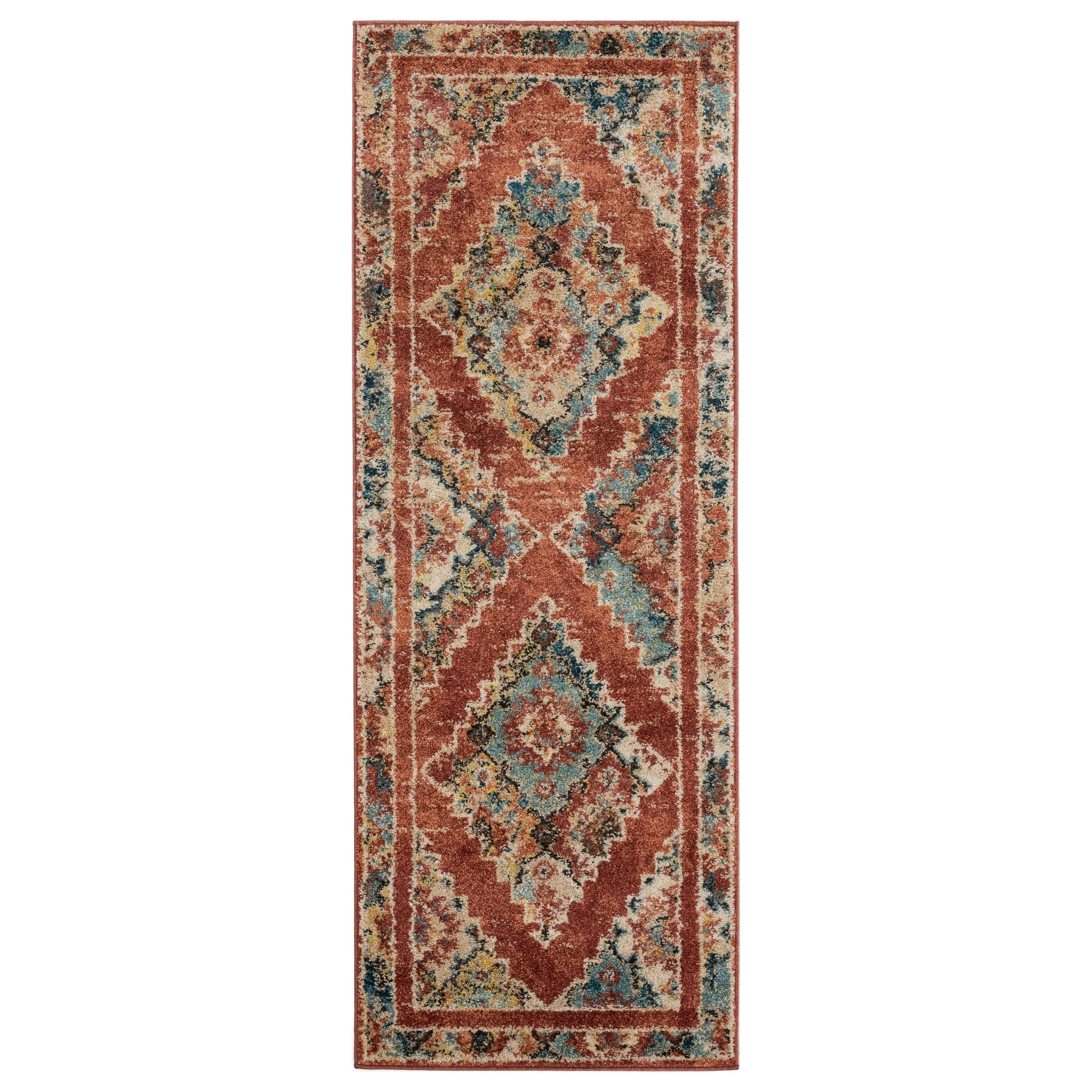 Porch & Den Steven Distressed Diamond Medallion Area Rug